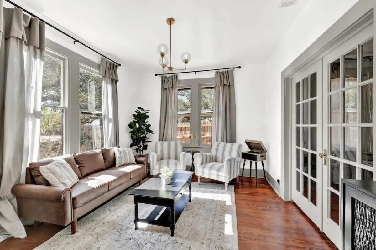 Living room in Brand New Private Pool and Hot-Tub Near Main!