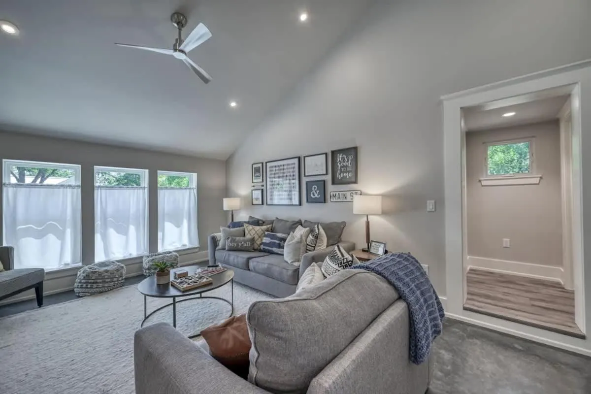 Living room in Modern Luxurious Home with game room