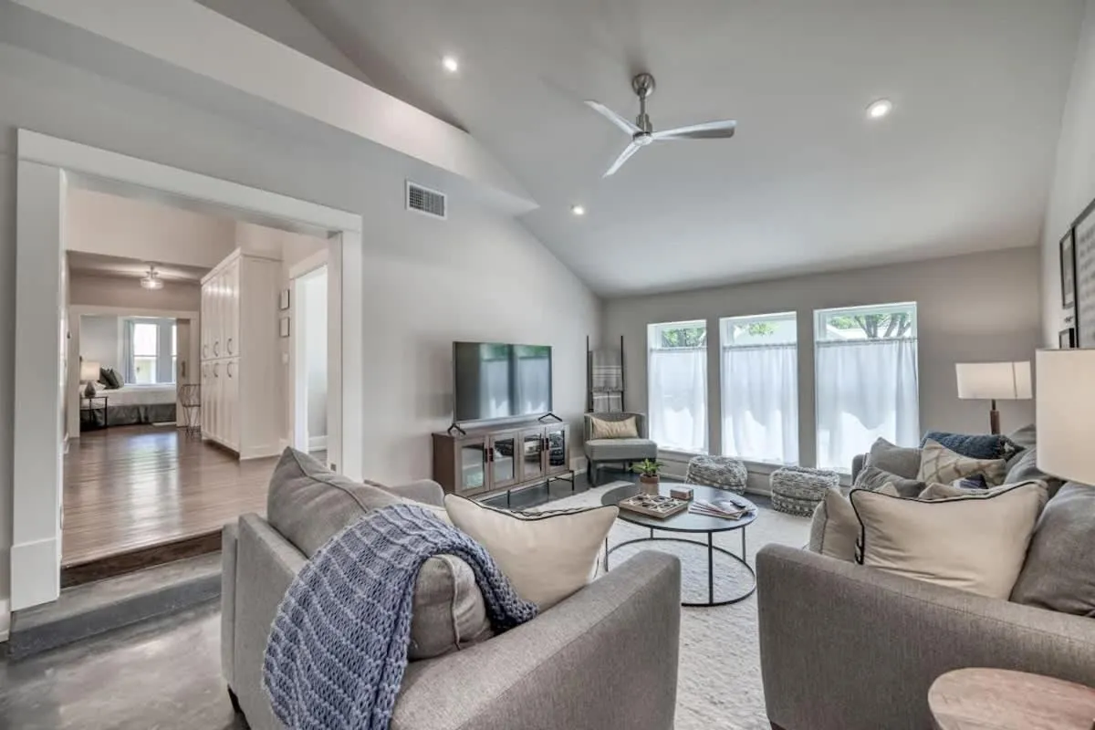 Living room in Modern Luxurious Home with game room