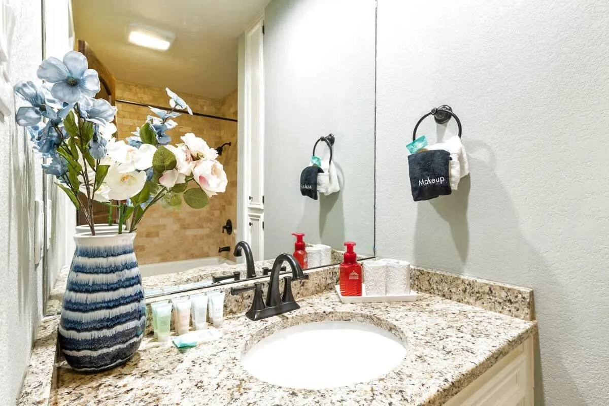 Bathroom in Luxury on Lake LBJ with Hot Tub Firepit & Boat Slip