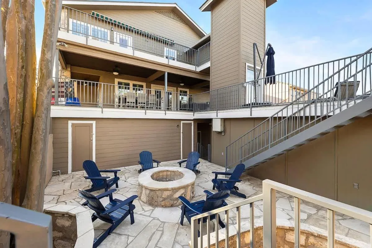 Balcony/Terrace in Luxury on Lake LBJ with Hot Tub Firepit & Boat Slip