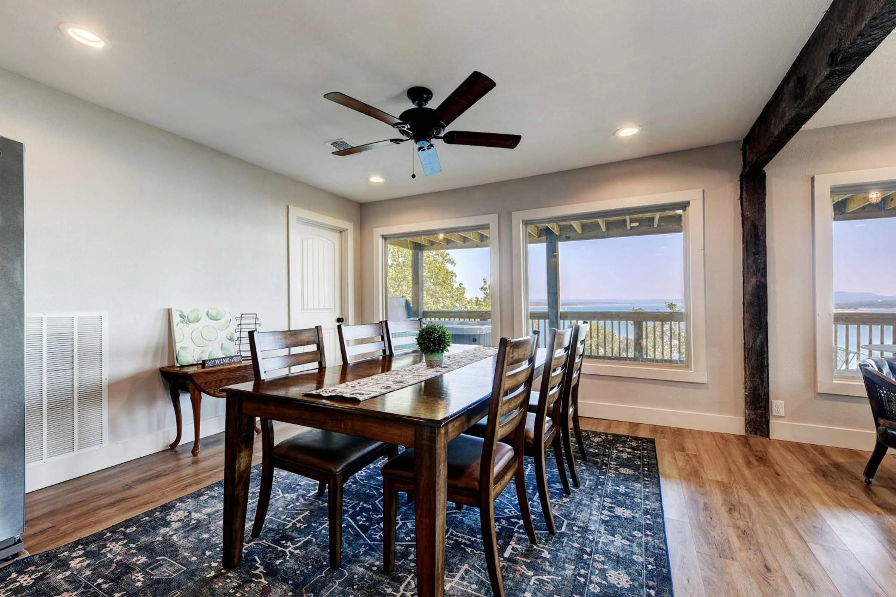 Dining area in Waterfront Lake House with Hot Tub & Firepit
