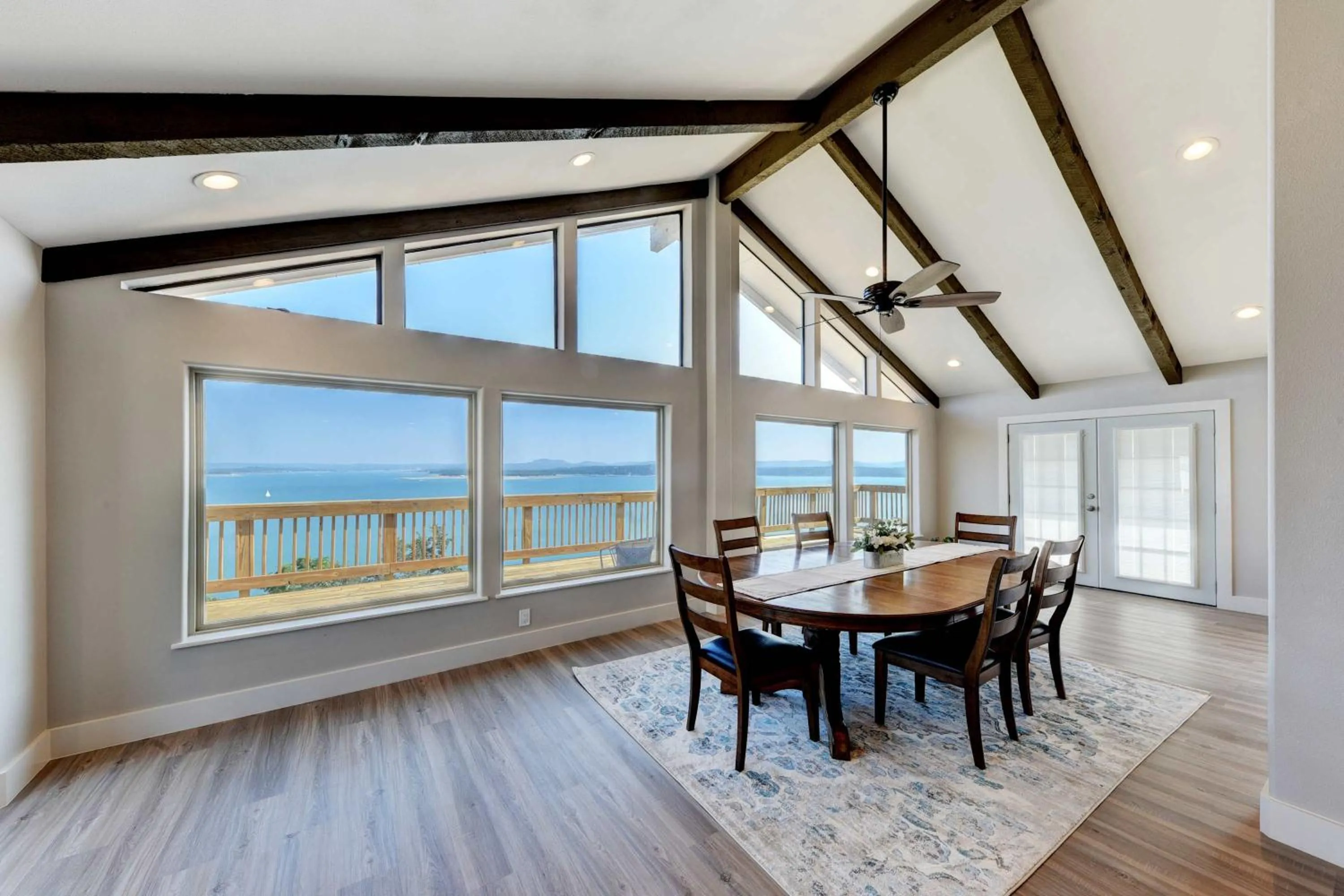 Dining area in Waterfront Lake House with Hot Tub & Firepit