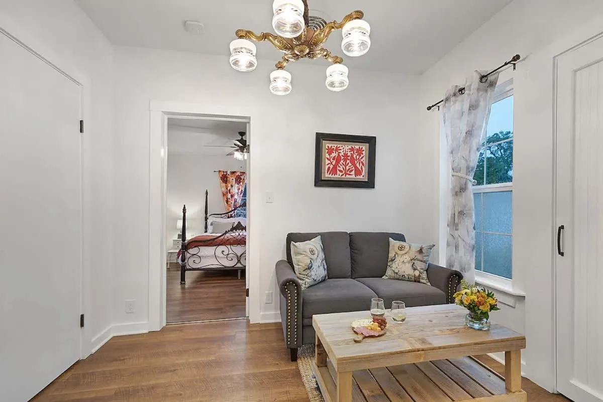 Living room in Stunning Home with Hot Tub & Grill Just 2 Blks from Main St!