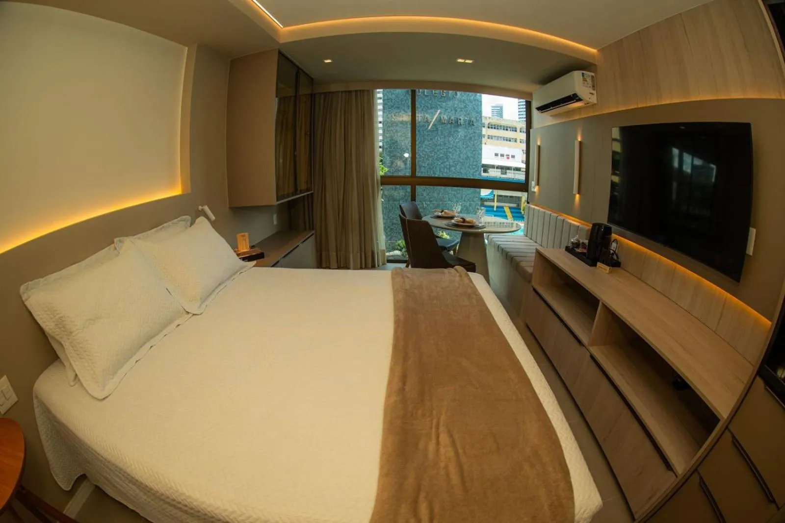 Photo of the whole room, Bed in Rooftop 470 - Novíssimo Flat Boa Viagem