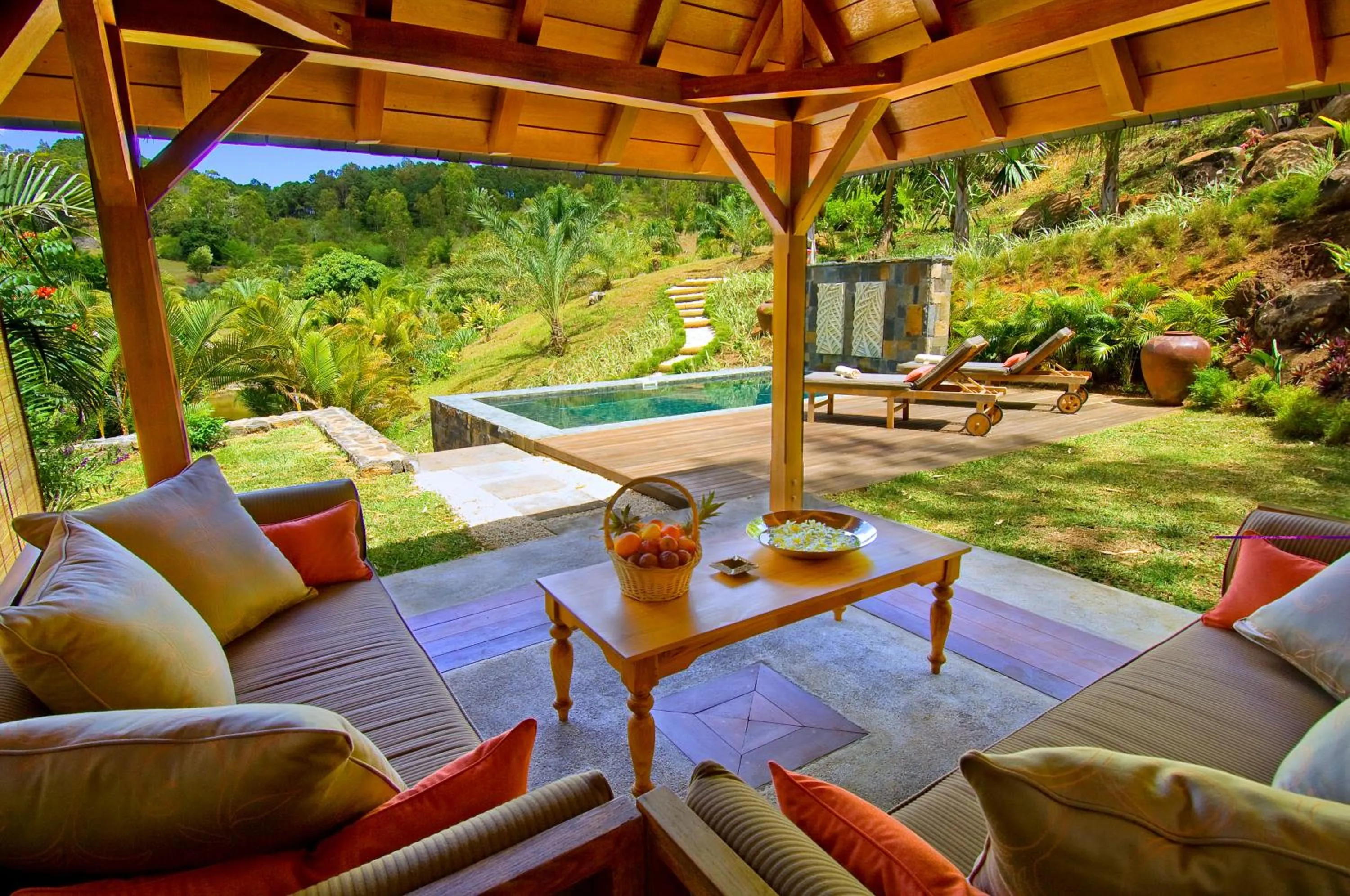 Living room in Lakaz Chamarel Exclusive Lodge