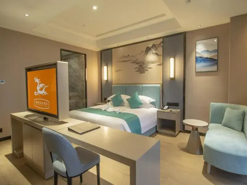 Bed in GreenTree Eastern Hotel Hainan Free Trade Port Jiangdong New District Meilan Airport Bed in GreenTree Eastern Hotel Hainan Free Trade Port Jiangdong New District Meilan Airport