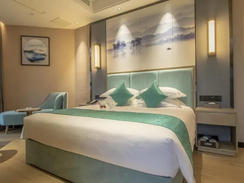 Bed in GreenTree Eastern Hotel Hainan Free Trade Port Jiangdong New District Meilan Airport Bed in GreenTree Eastern Hotel Hainan Free Trade Port Jiangdong New District Meilan Airport