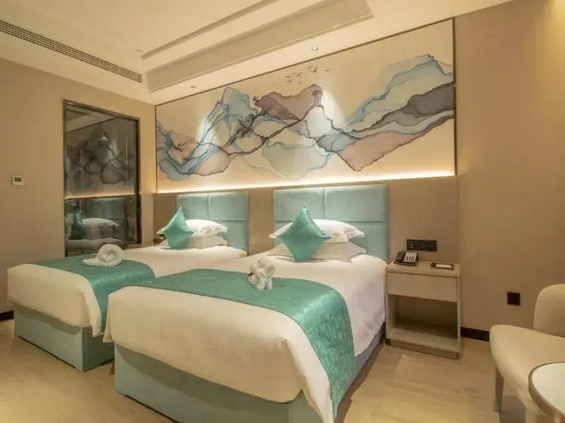 Bed in GreenTree Eastern Hotel Hainan Free Trade Port Jiangdong New District Meilan Airport Bed in GreenTree Eastern Hotel Hainan Free Trade Port Jiangdong New District Meilan Airport