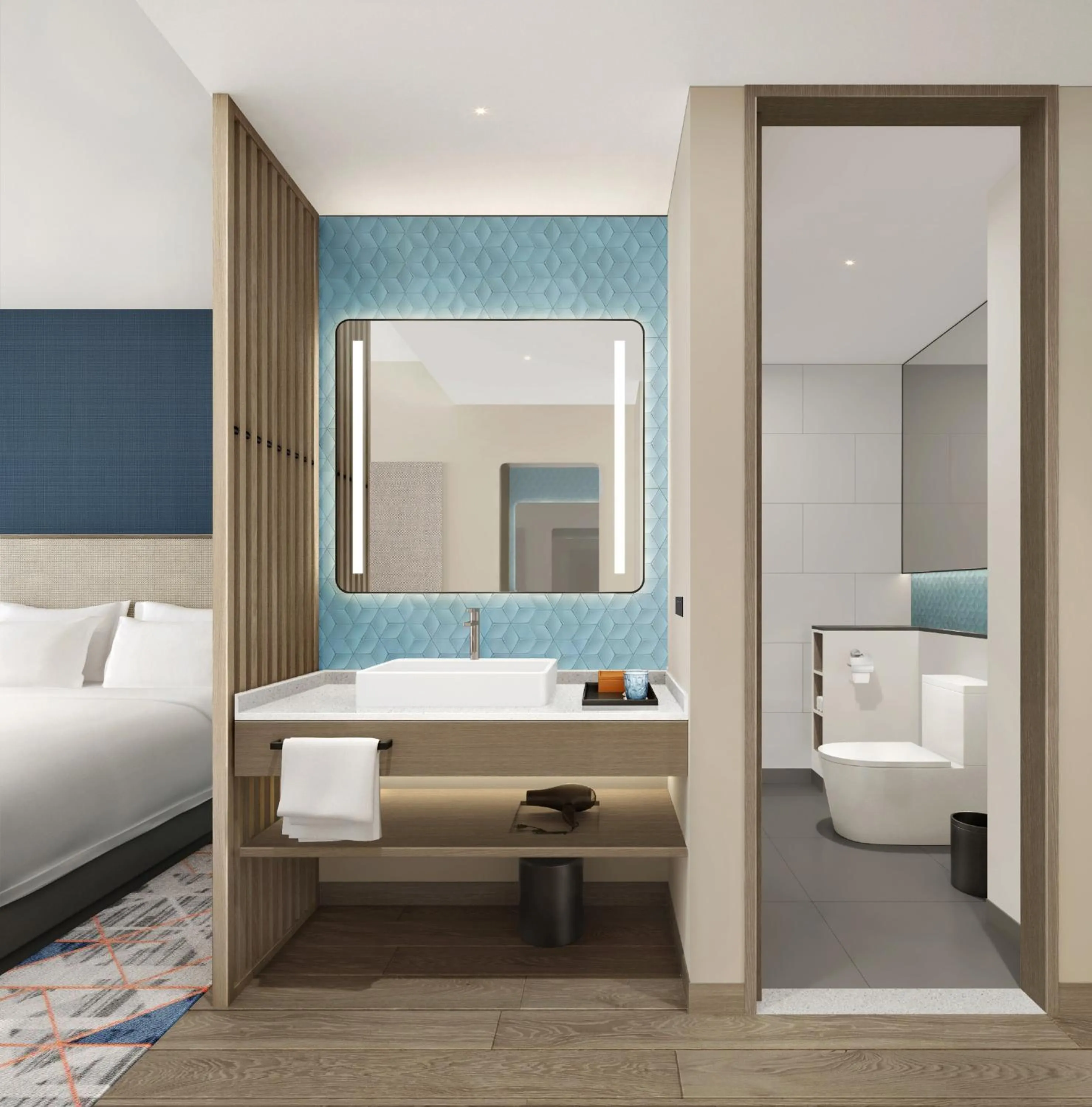 Bathroom, Bed in Holiday Inn Express Shenzhen Guangming Cloud Park by IHG
