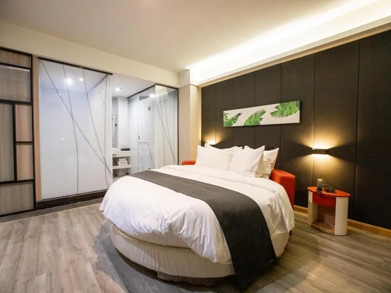 Bed in Thank Inn Plus Jining Wenshang Baoxiang Temple