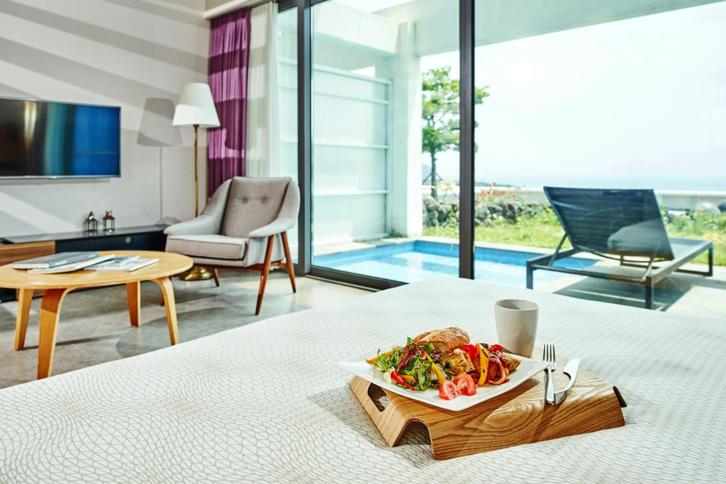 Seating area in Jeju Bom stay & Art Gallery