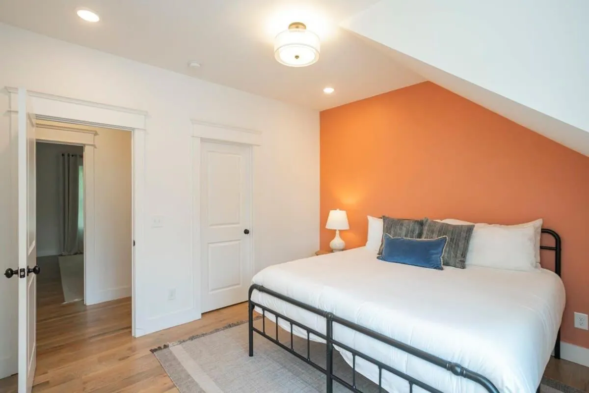 Bed in Custom Home Office Suite Game Room & Fire pit