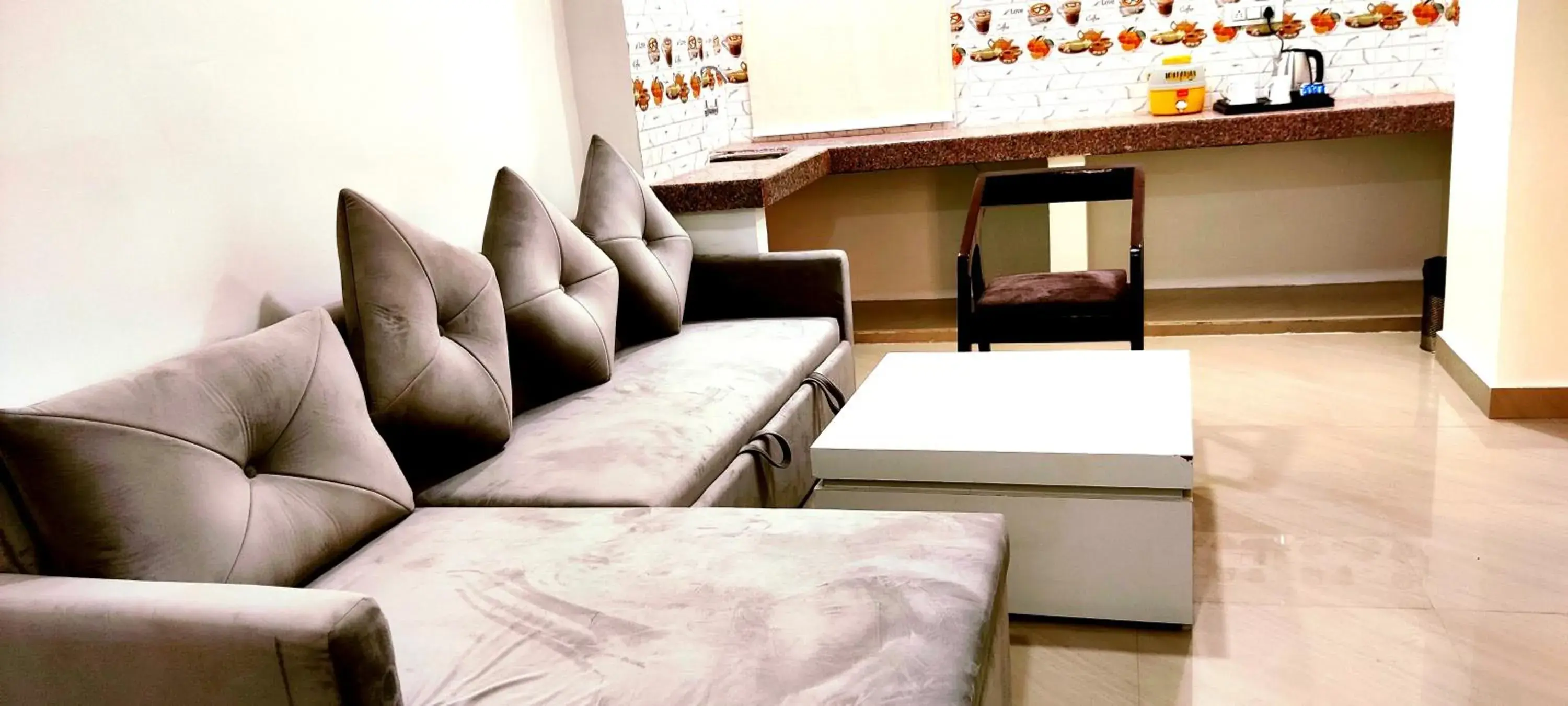 Living room in The Grand ND Resort- Kanha Tulsi Heights Behind Prem Mandir Living room in The Grand ND Resort- Kanha Tulsi Heights Behind Prem Mandir