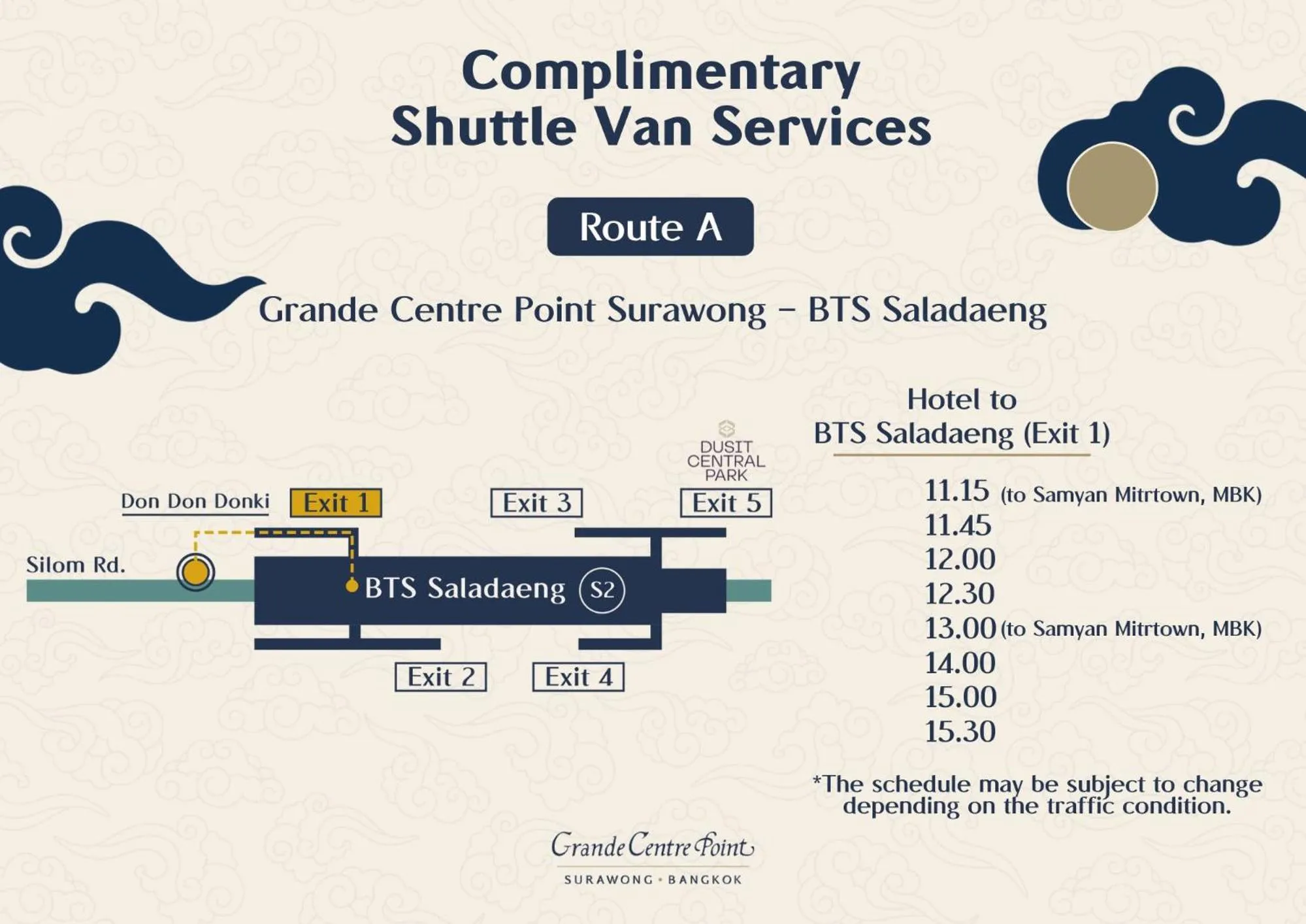 shuttle in Grande Centre Point Surawong Bangkok