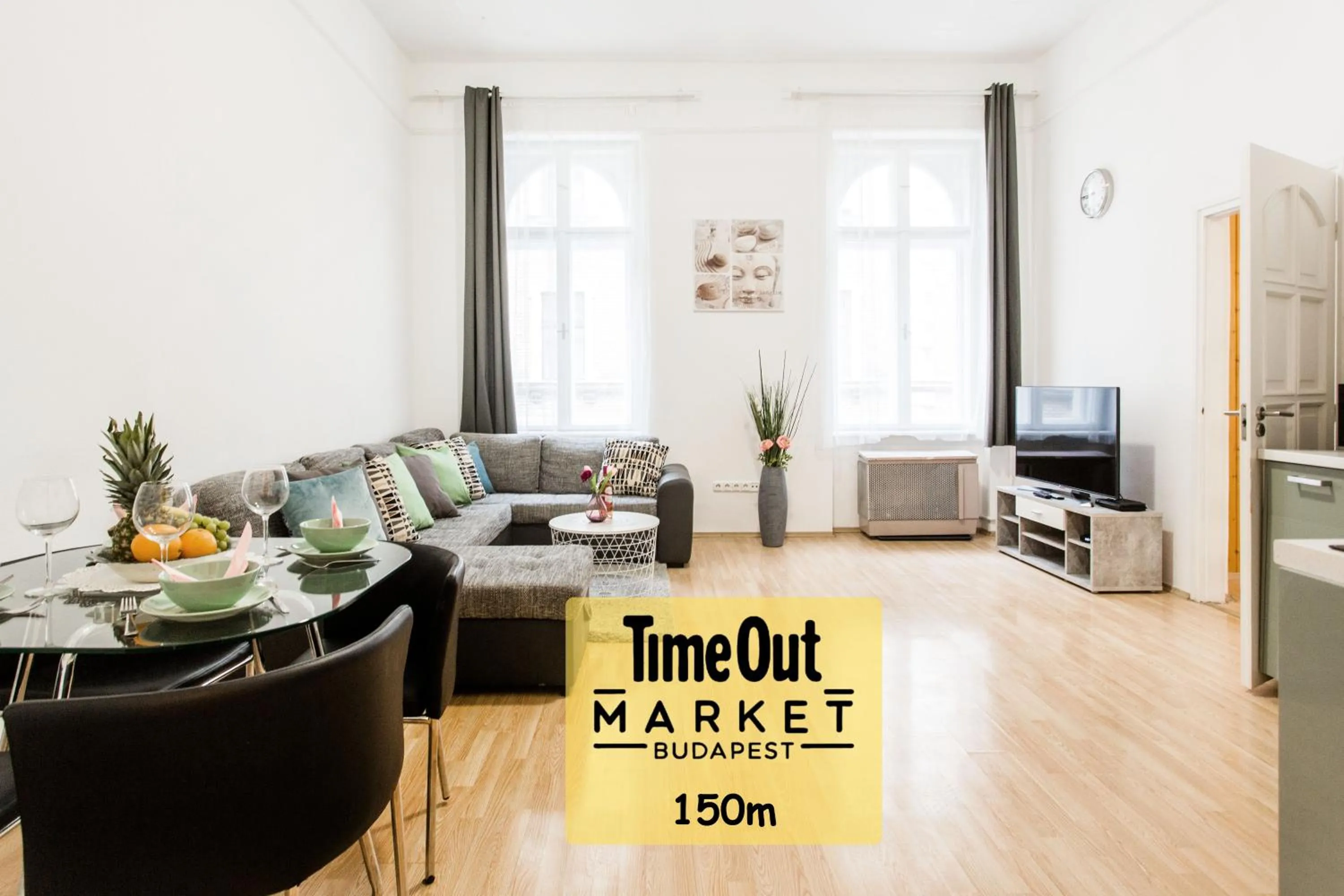 Seating area in Grand Budapest Apartments