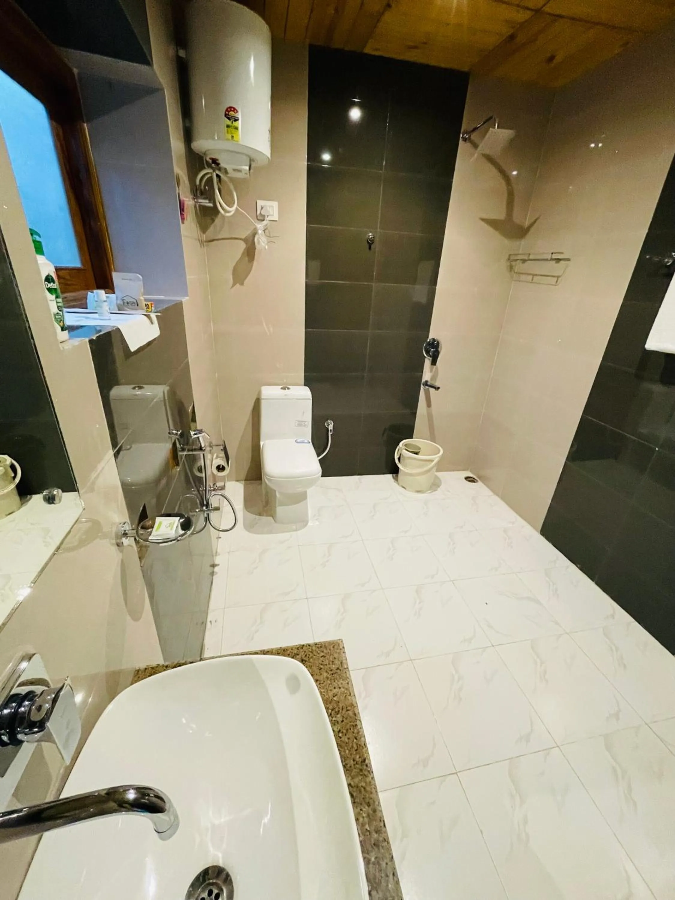 Shower in Thiksay Organic Resort and Retreat