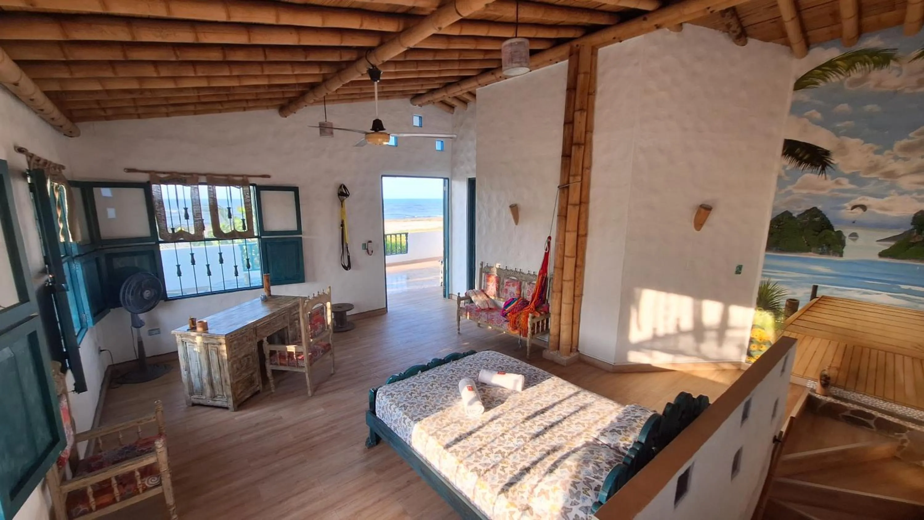Seating area, Bed in Eco-Hotel Chevere Beach