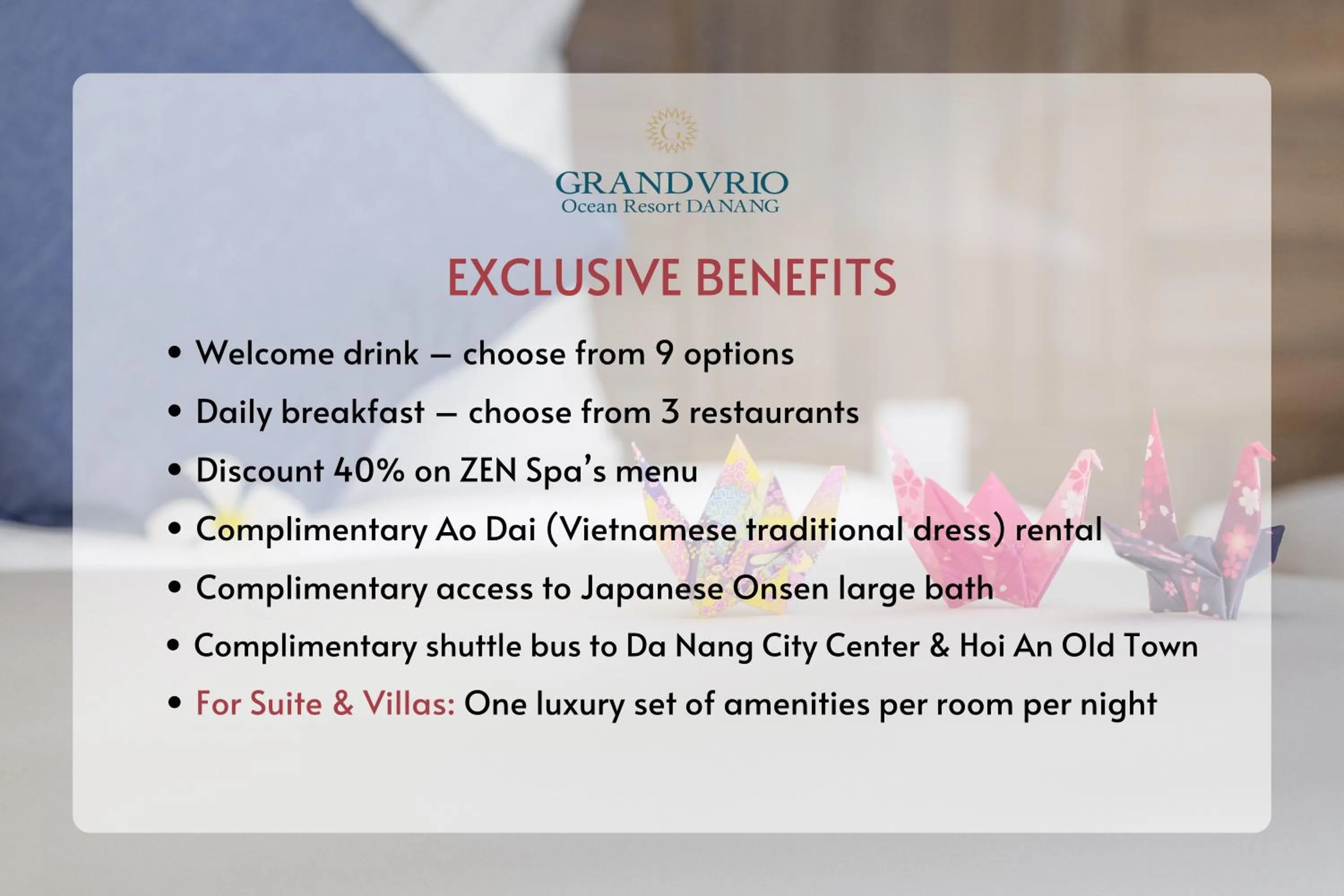 Area and facilities in Grandvrio Ocean Resort Danang