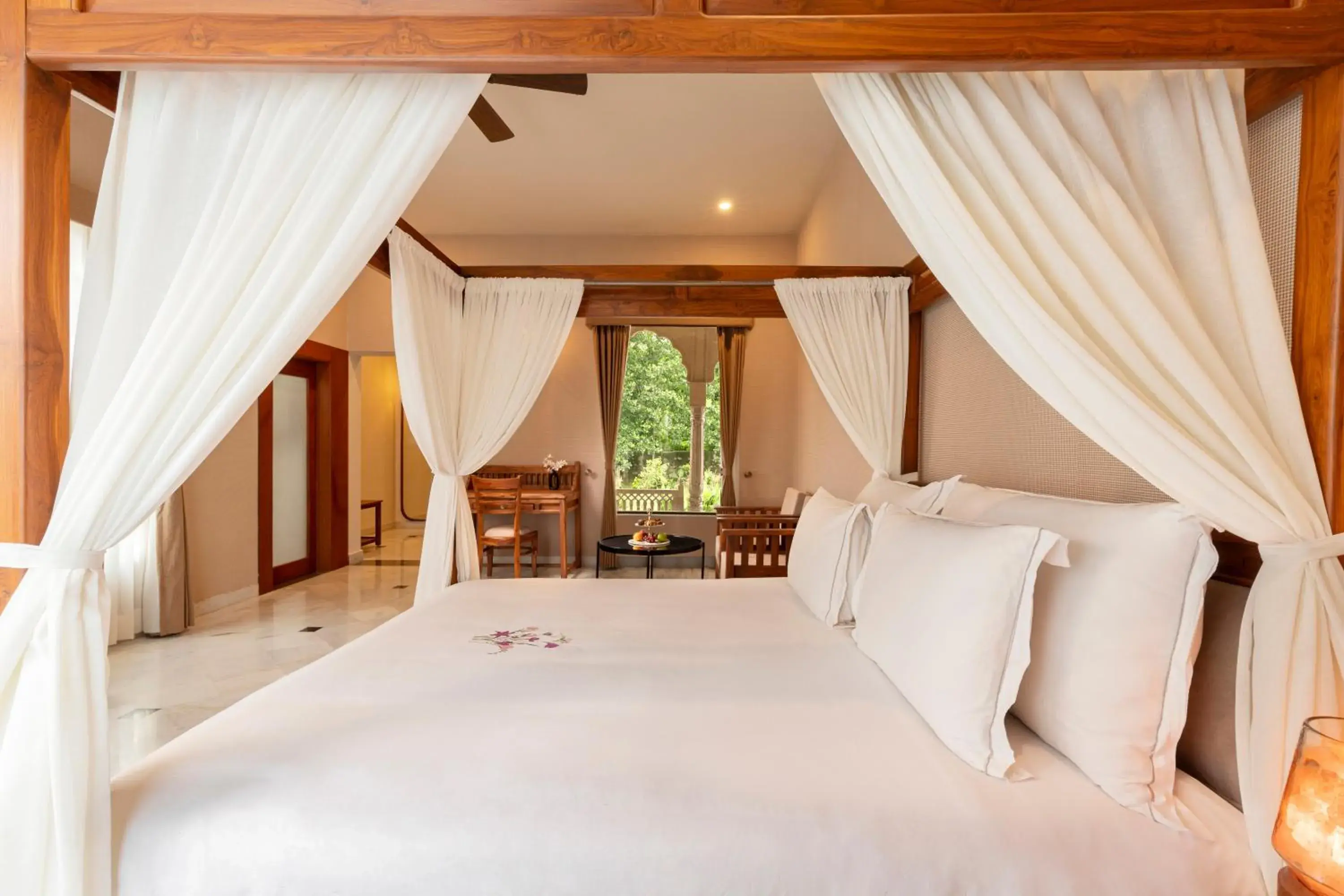 Bed in ZANA Luxury Forest Resort, Ranthambore Bed in ZANA Luxury Forest Resort, Ranthambore