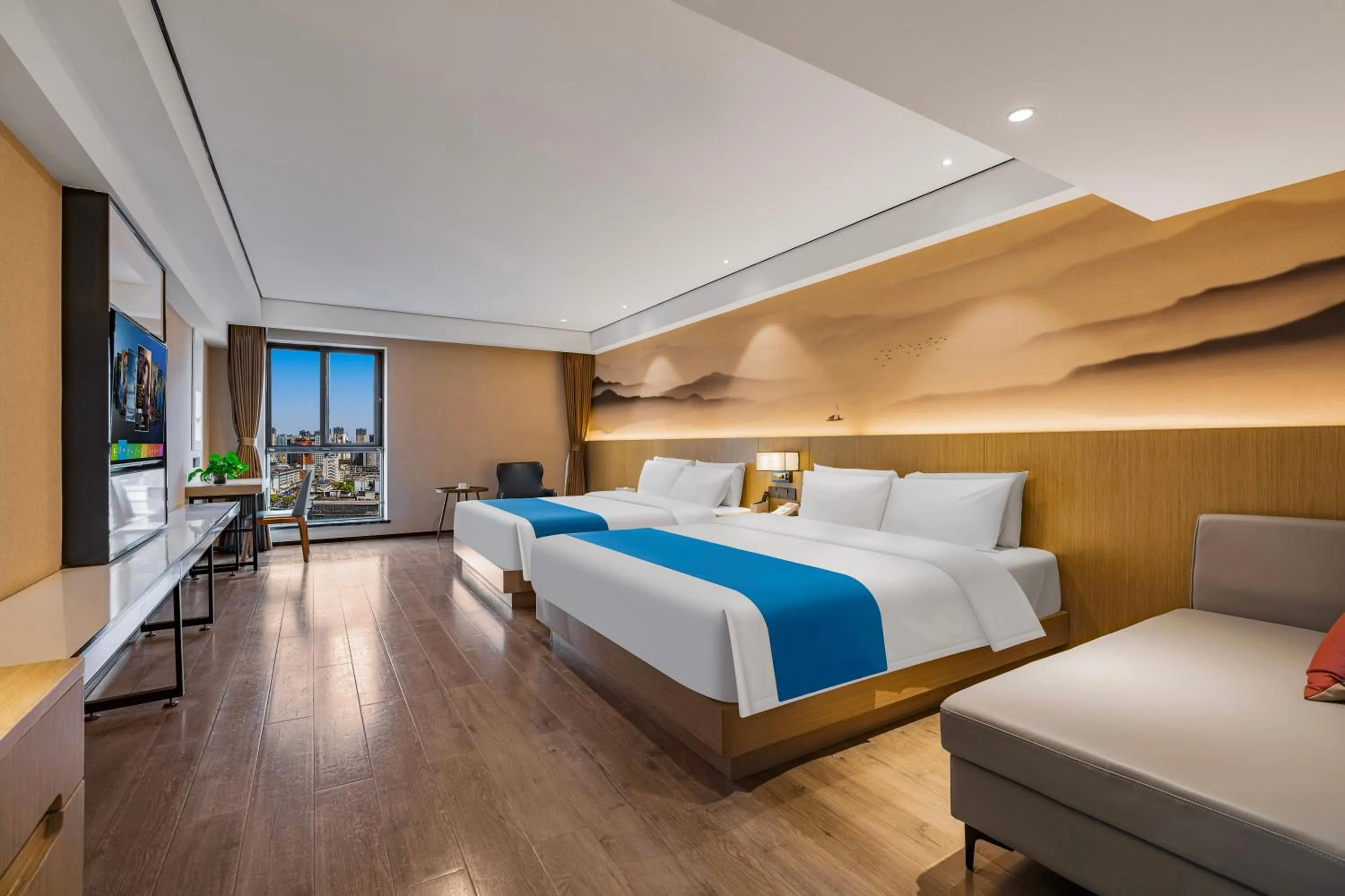 Photo of the whole room, Bed in Ramada Encore by Wyndham Kunming Guandu
