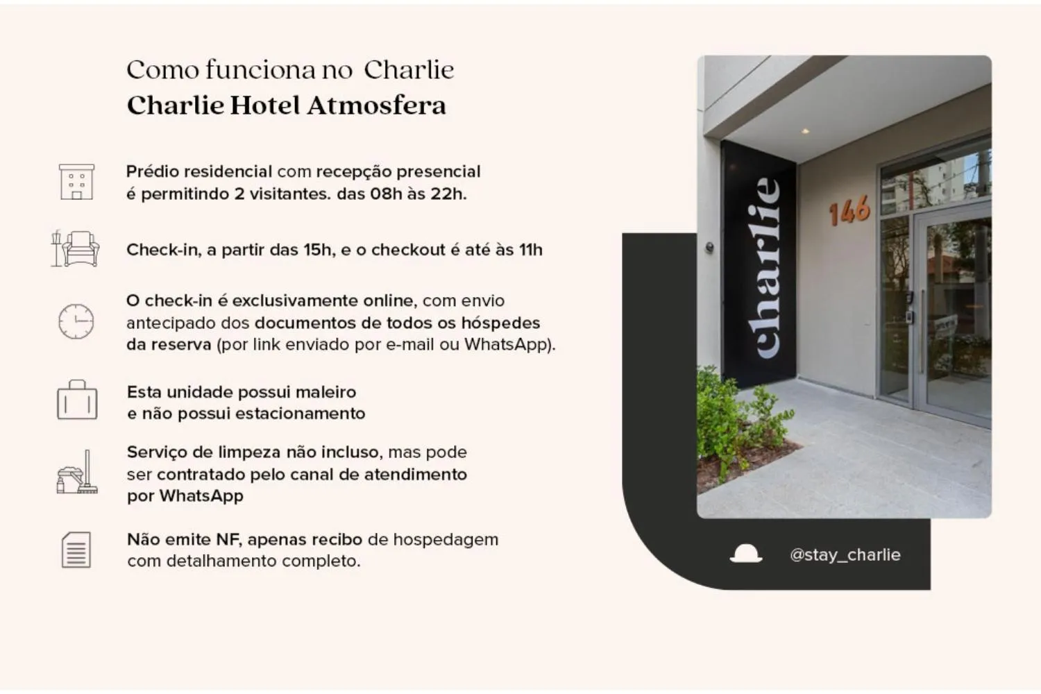 Text overlay in Charlie Hotel Atmosfera Paulista