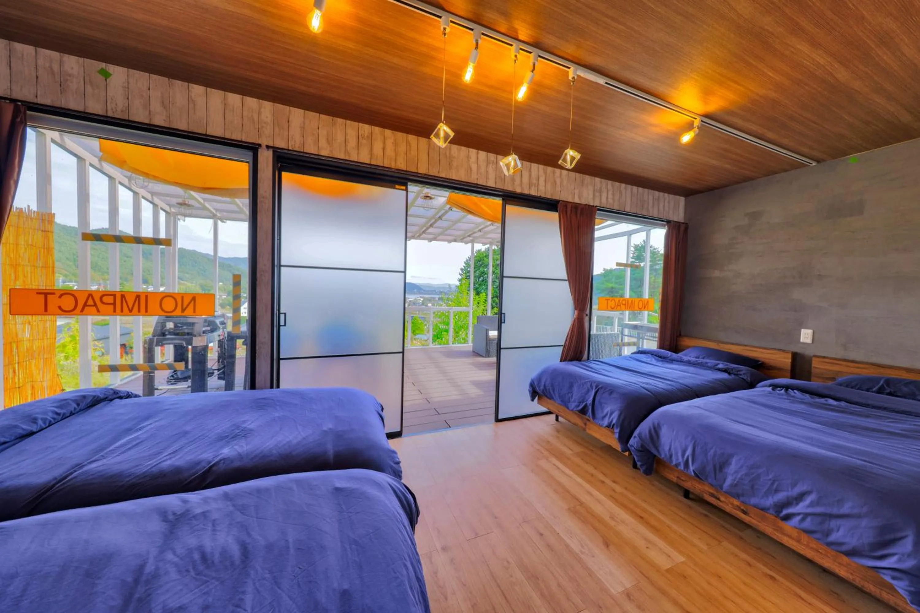 Bed in glampark S.O.P Fuji Kawaguchi Lake