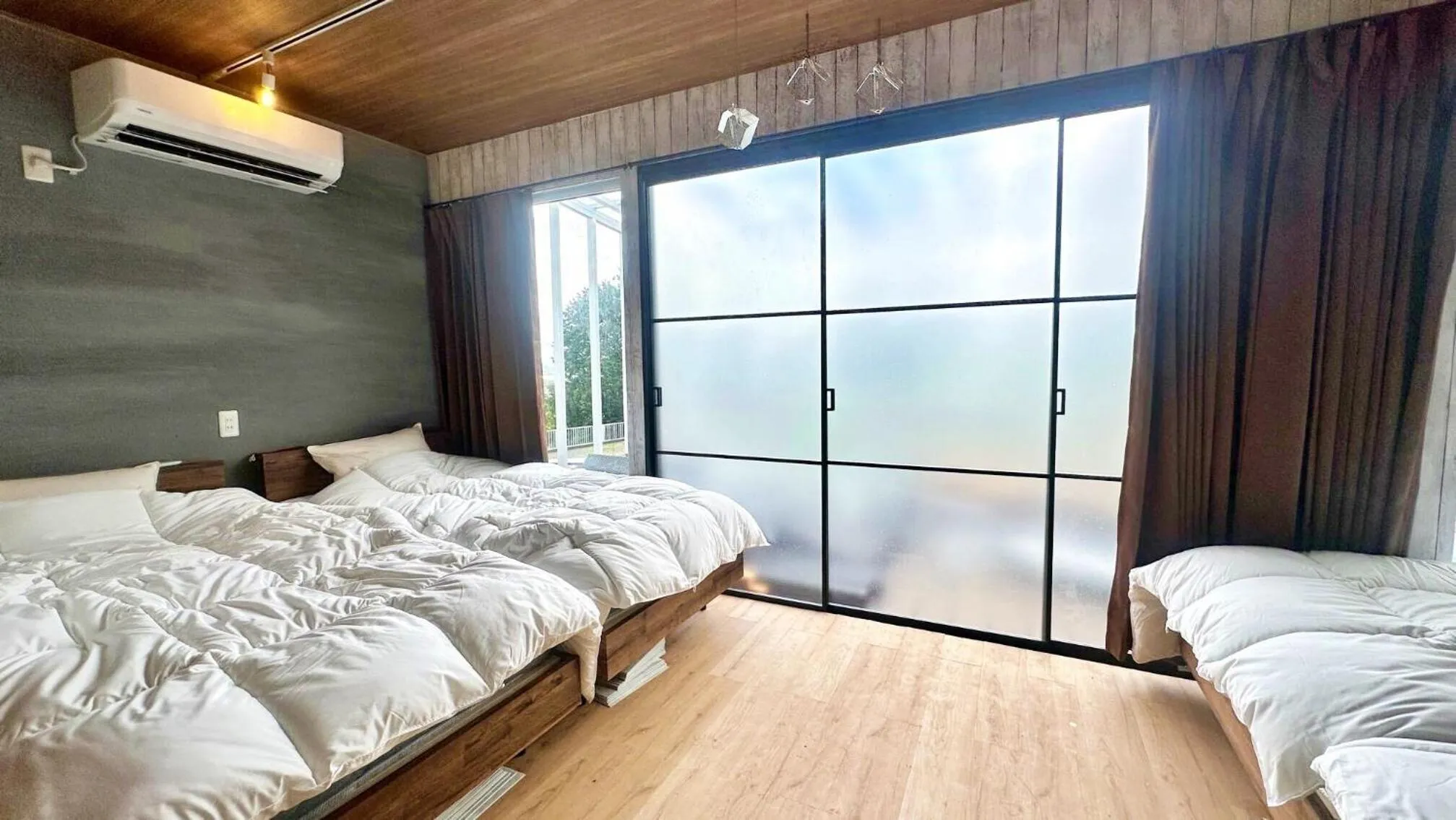 Bed in glampark S.O.P Fuji Kawaguchi Lake