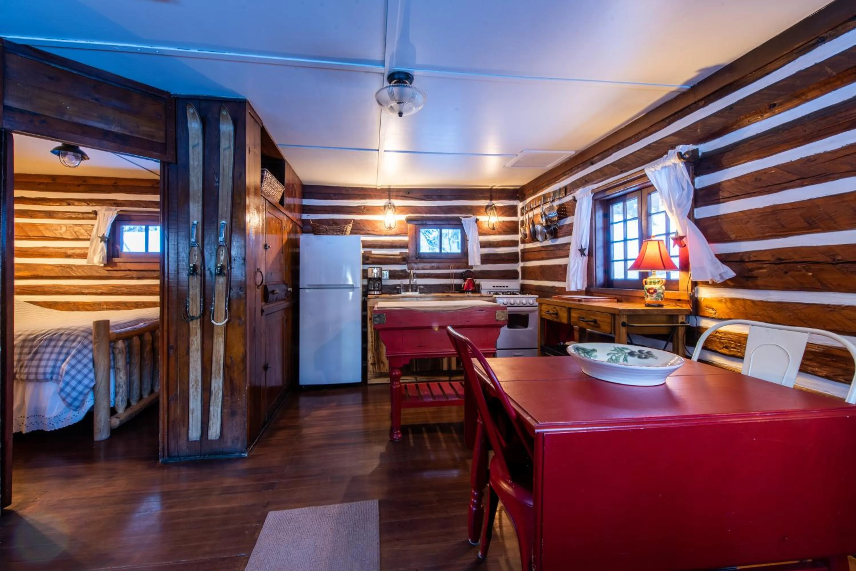 Bed in Pioneer Guest Cabins