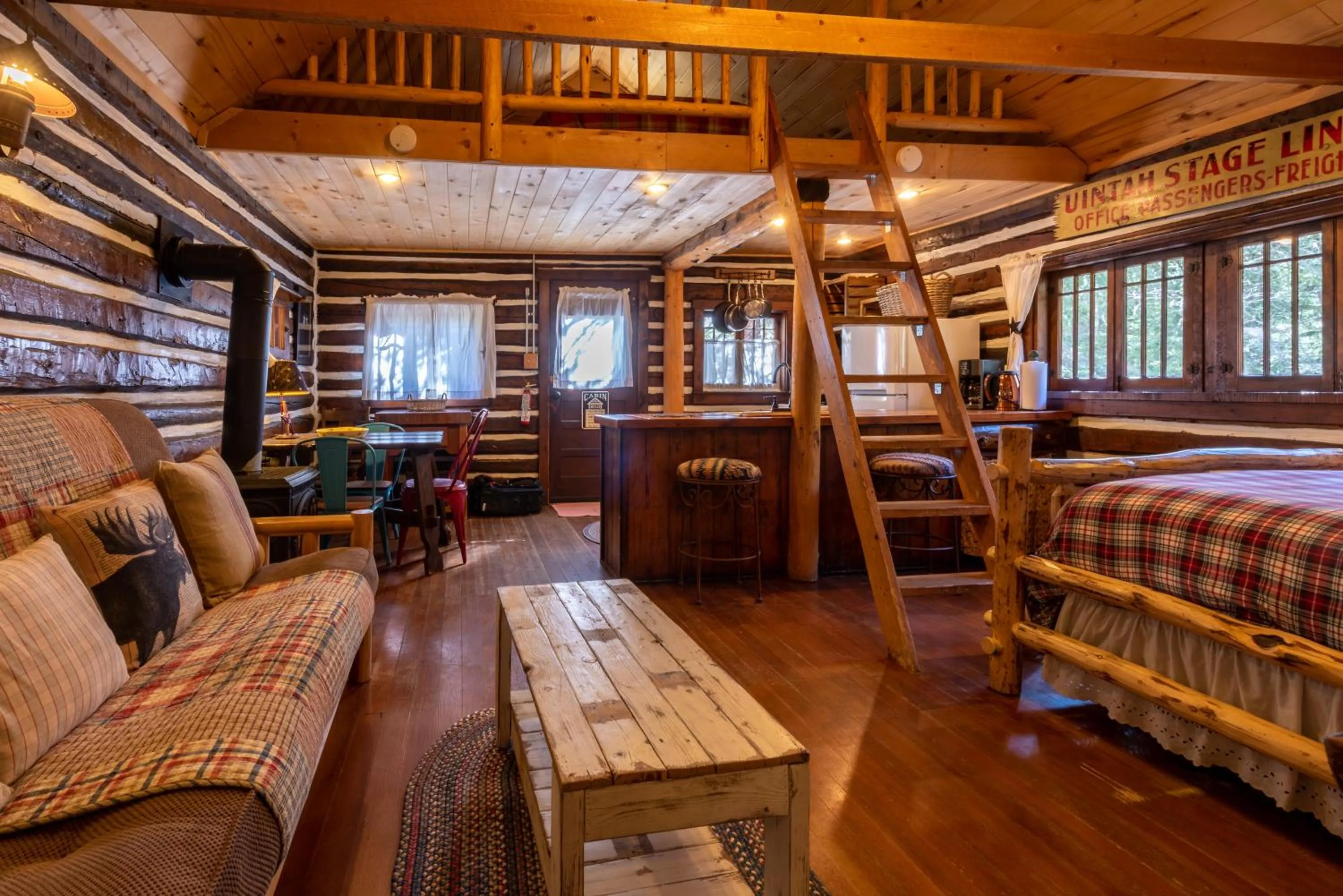 Bed in Pioneer Guest Cabins