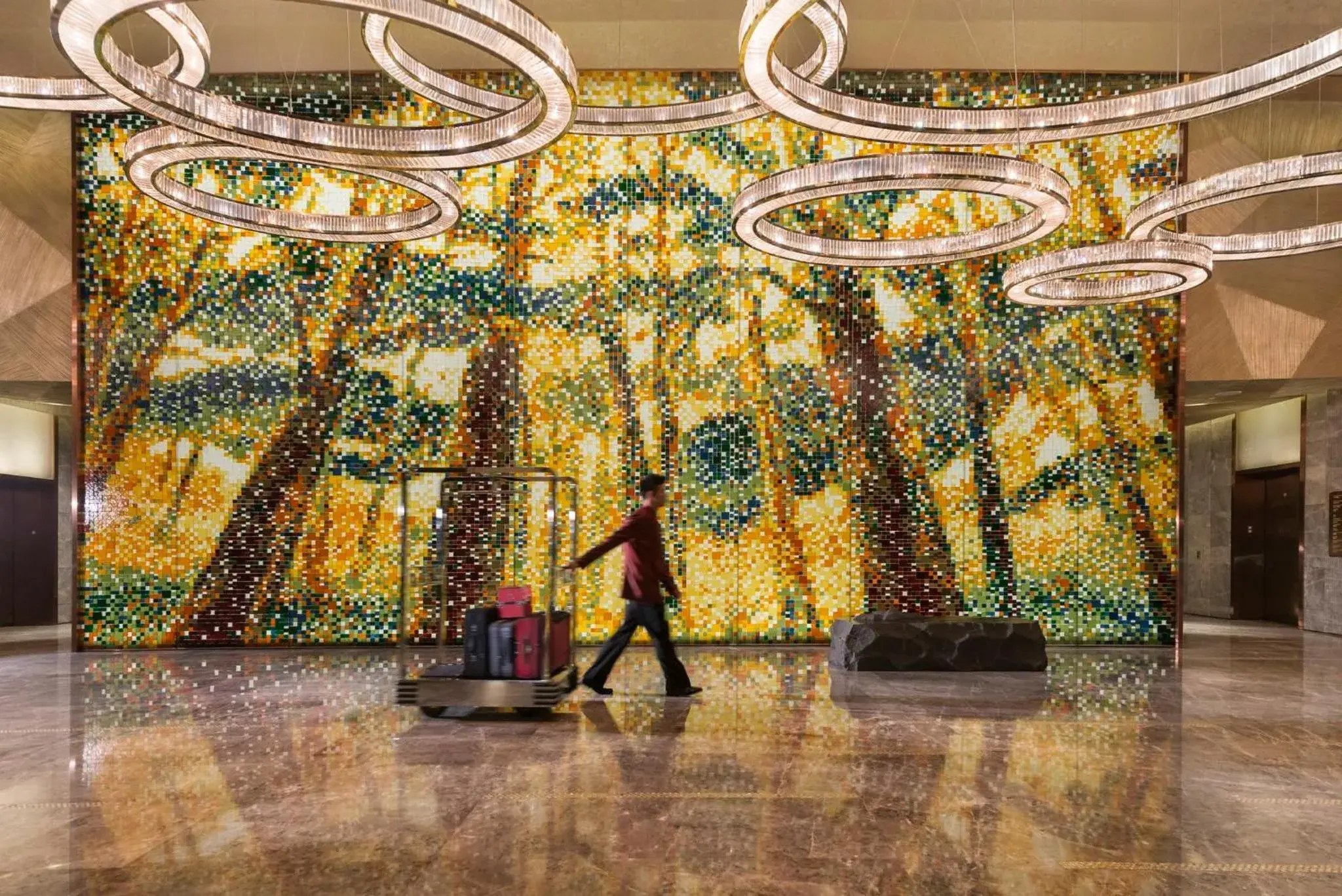 Lobby or reception in Mandarin Oriental Pudong, Shanghai Lobby or reception in Mandarin Oriental Pudong, Shanghai