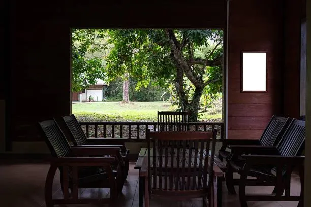 Seating area in Chitwan Paradise Hotel