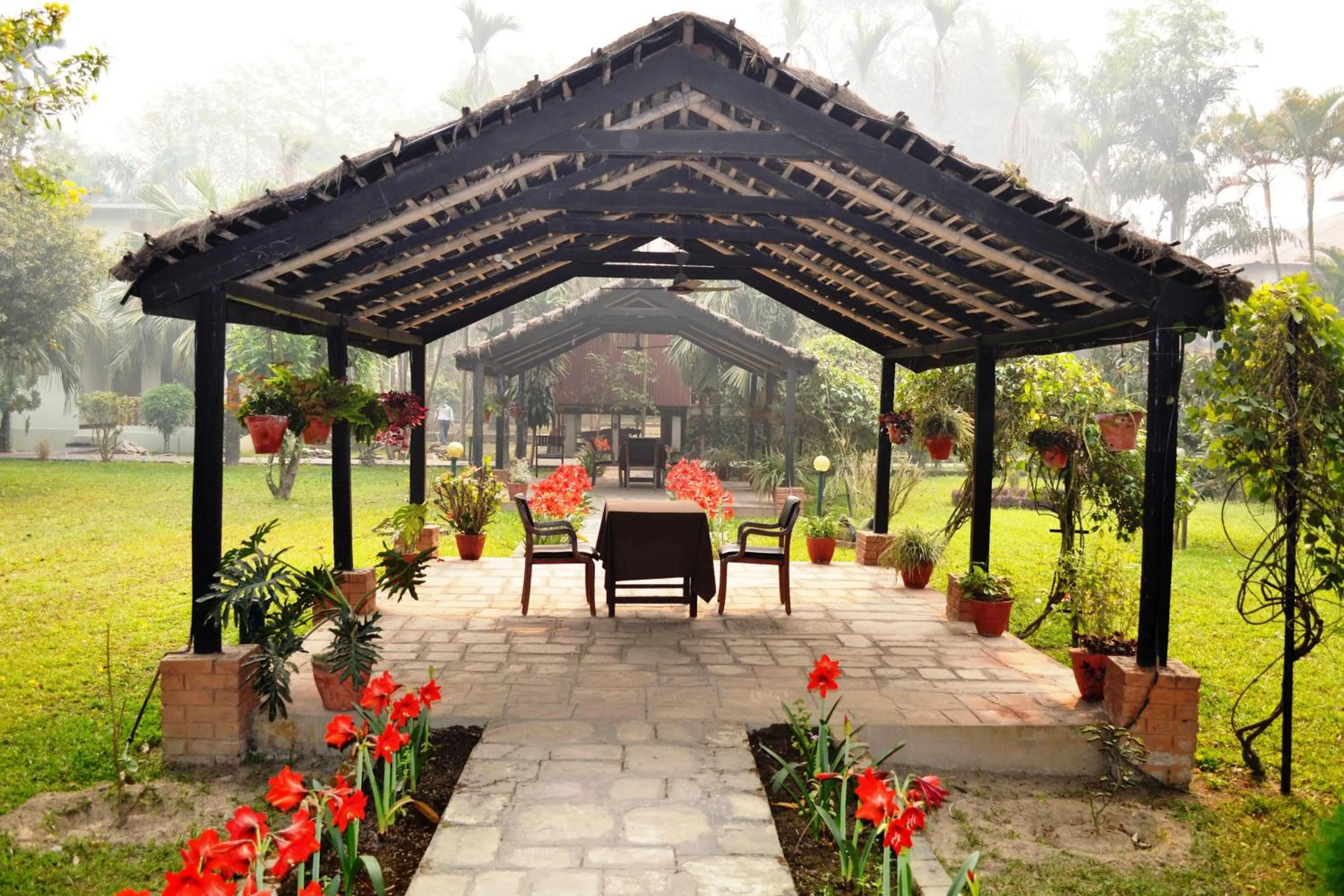 Garden in Chitwan Paradise Hotel