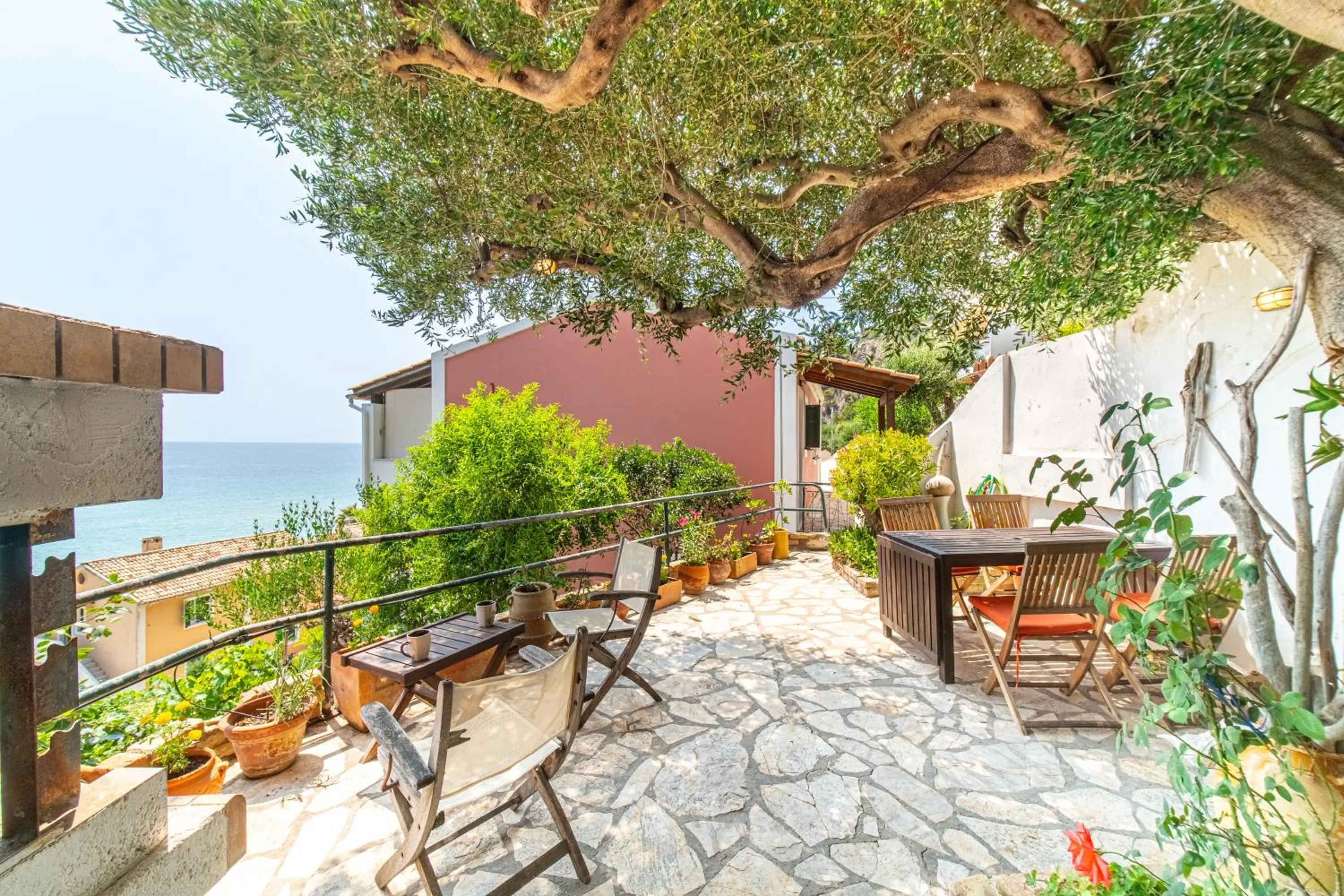 Patio in Athena's Veranda magestic views Home 97 in Glyfada of Corfu by New Era