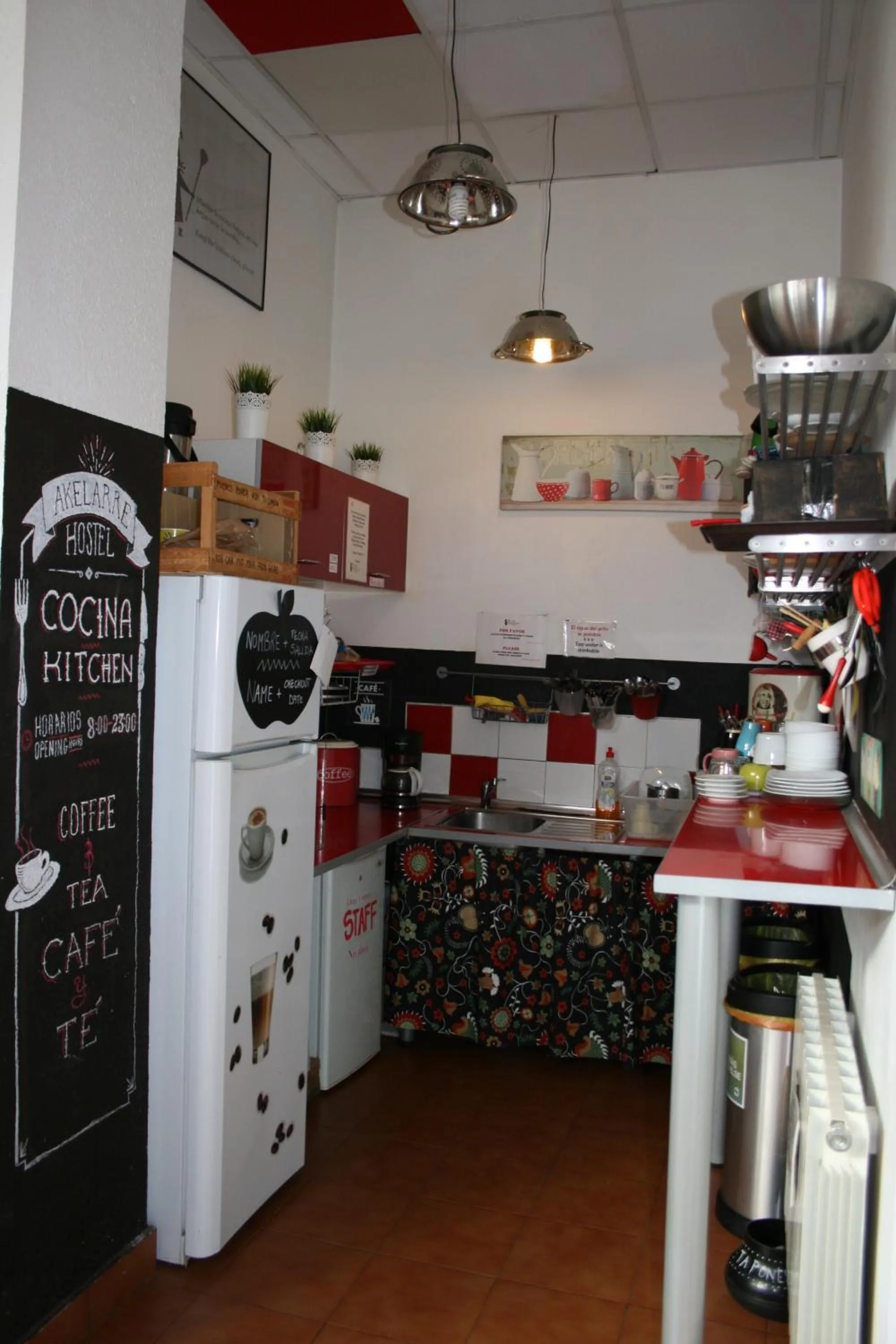 Communal kitchen in Bilbao Akelarre Hostel