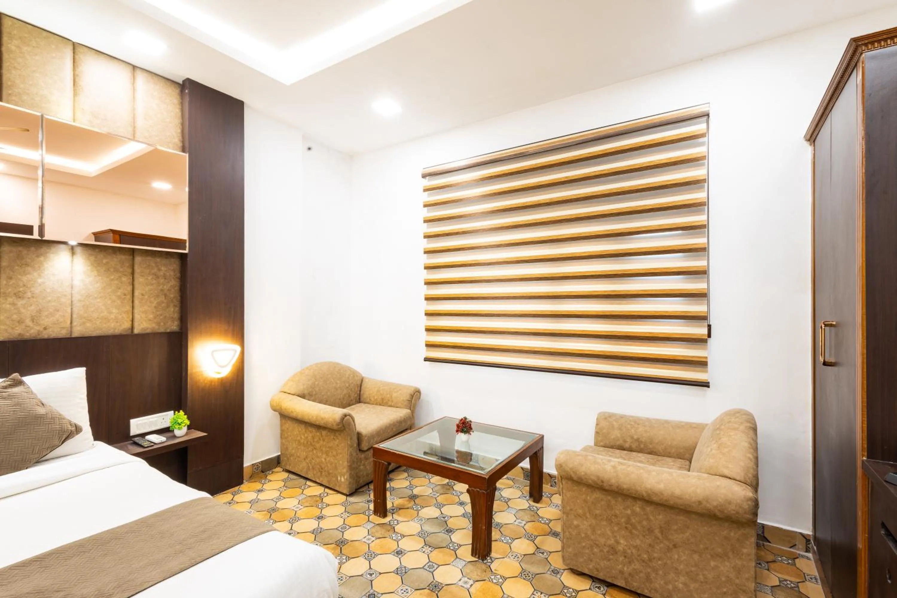 Photo of the whole room, Bed in Hotel Panickers Residency - Near Ganga Ram & BLK Hospital - Karol Bagh