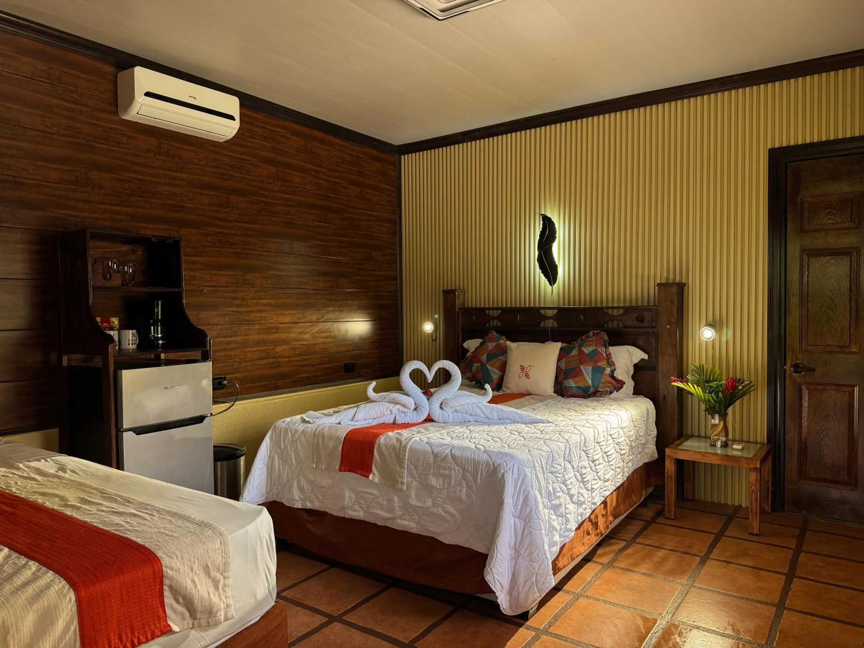 View (from property/room), Bed in Hotel Heliconias Nature Inn & Hot Springs