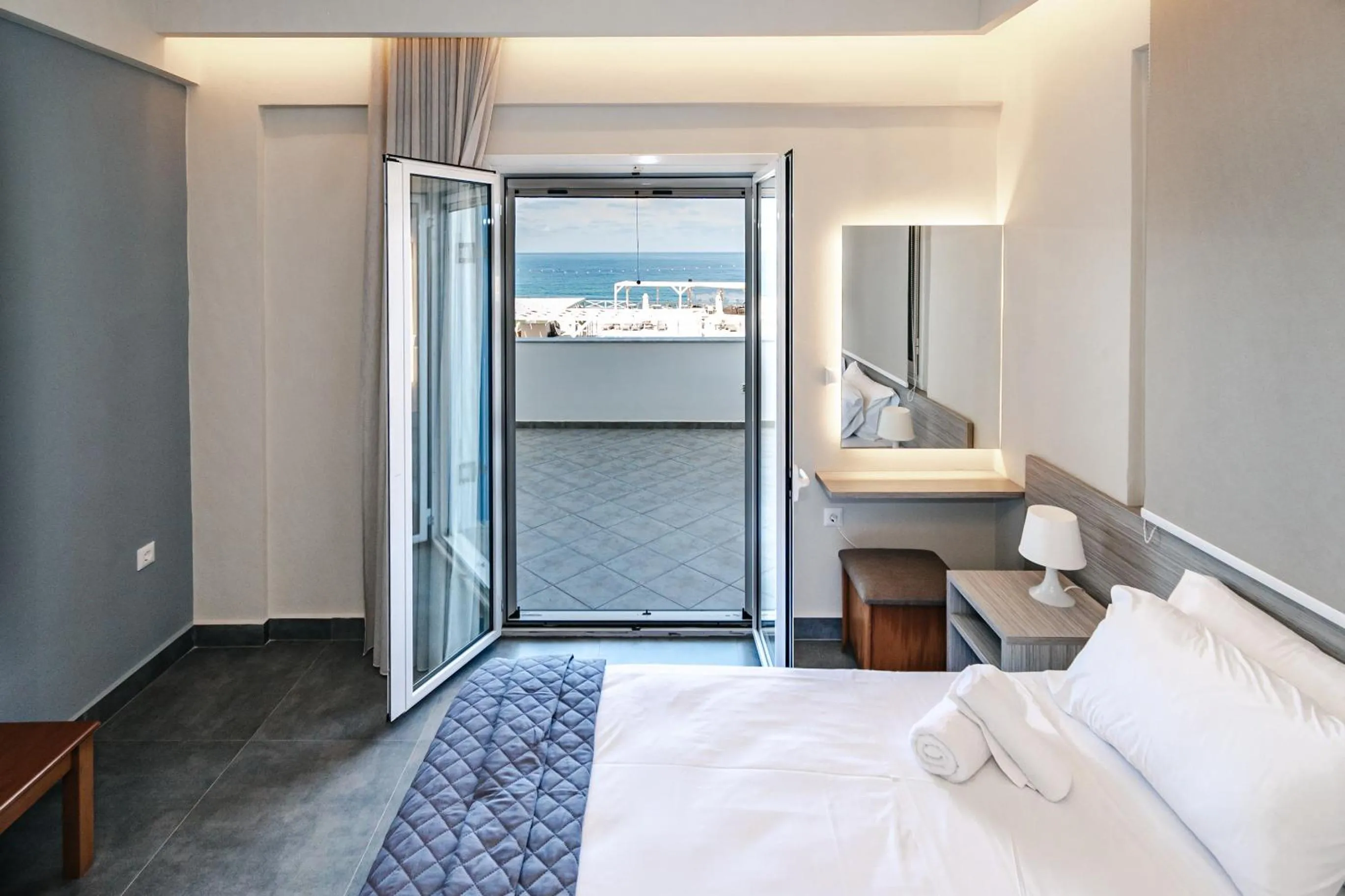 Bed in Mesogeios Hotel