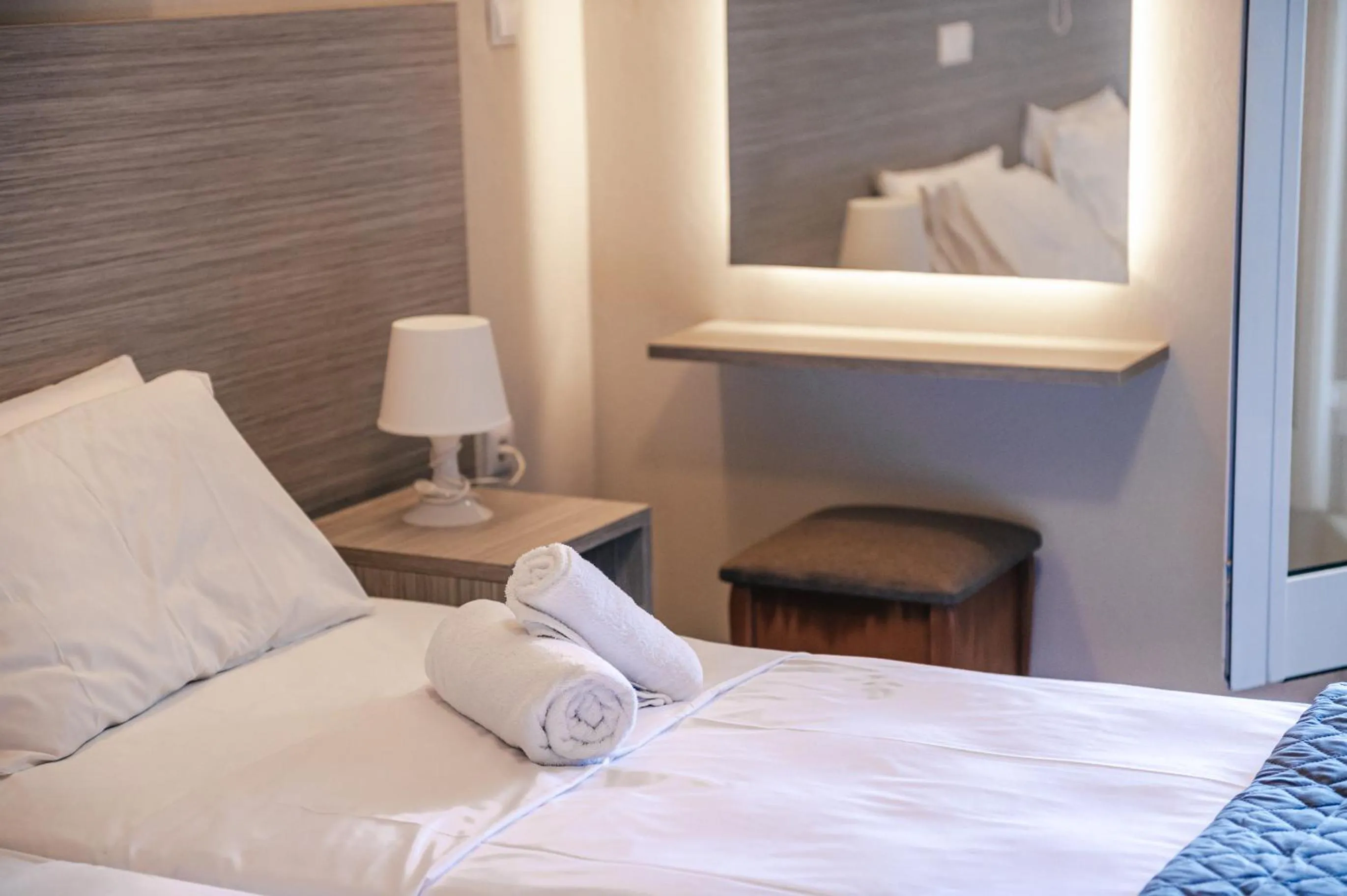 Bed in Mesogeios Hotel