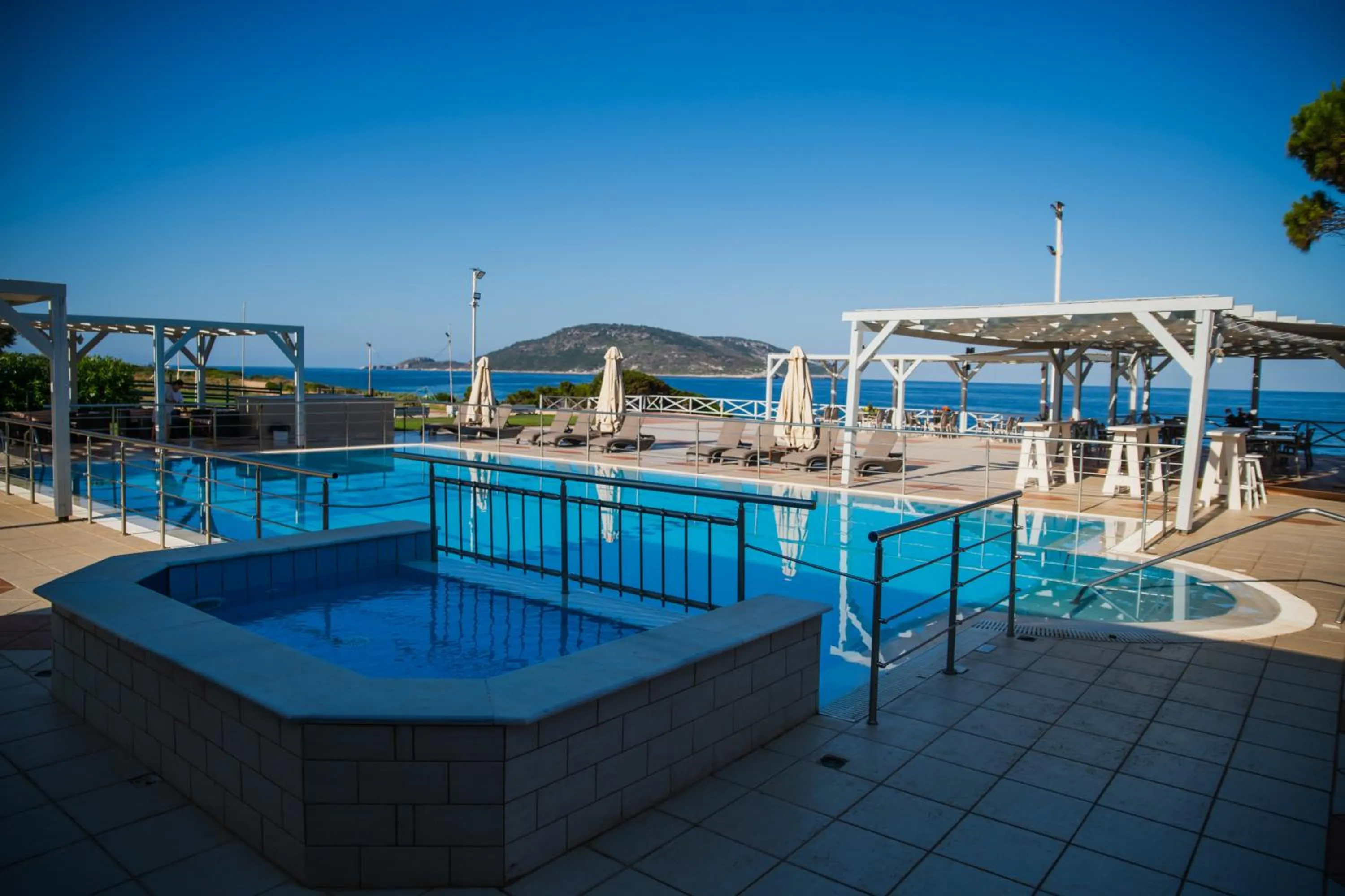 Pool view in Mesogeios Hotel