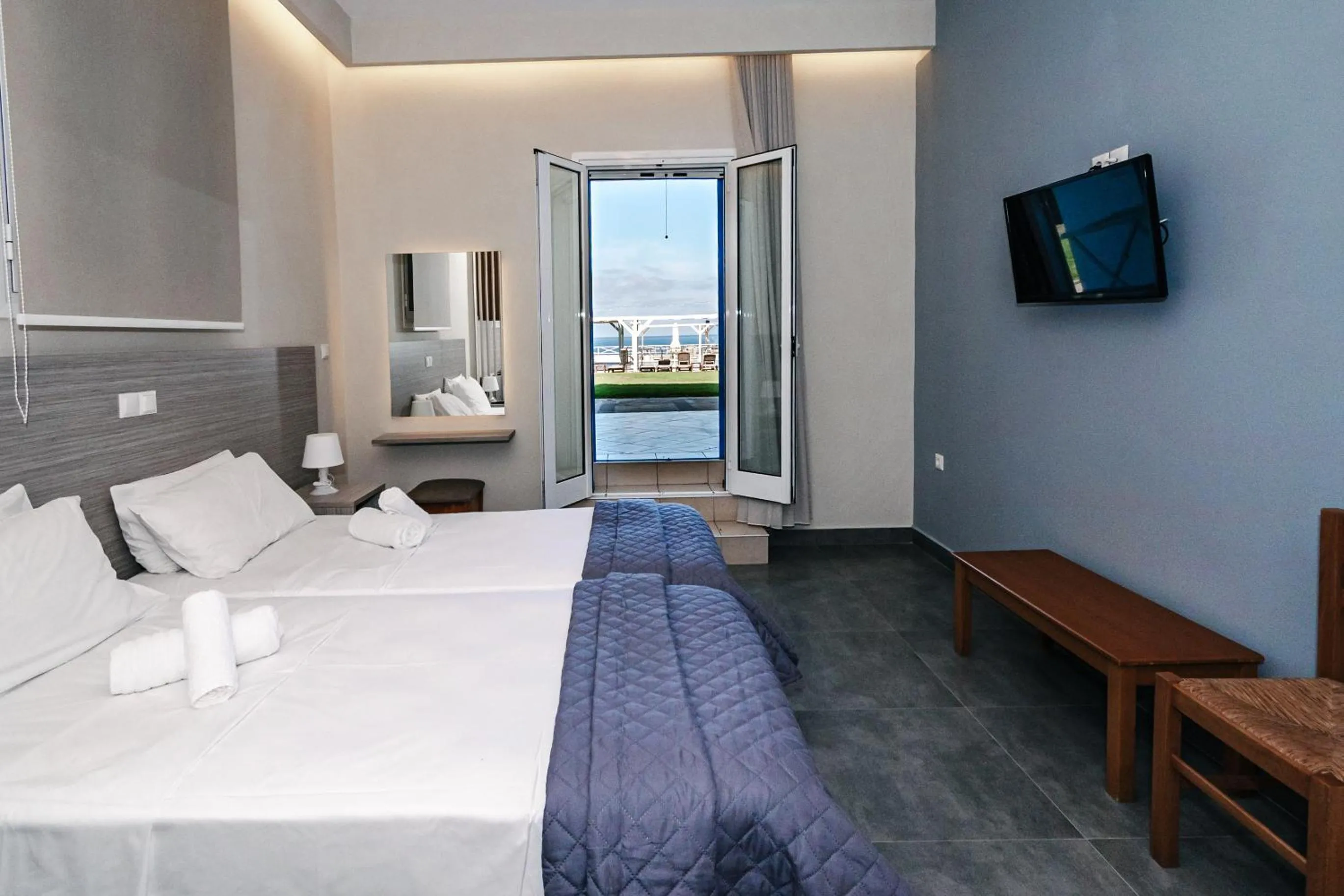 Bed in Mesogeios Hotel