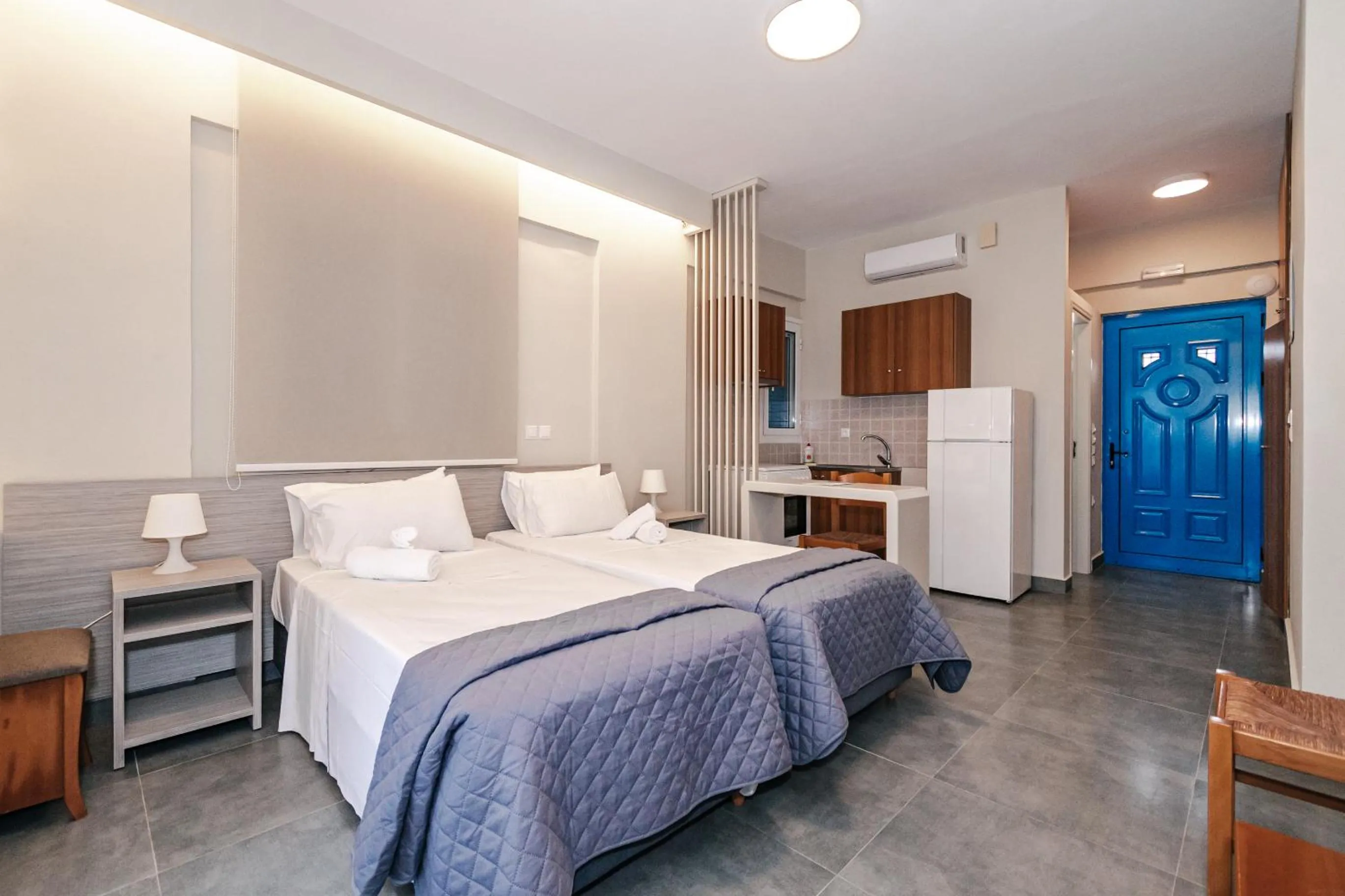 Bed in Mesogeios Hotel