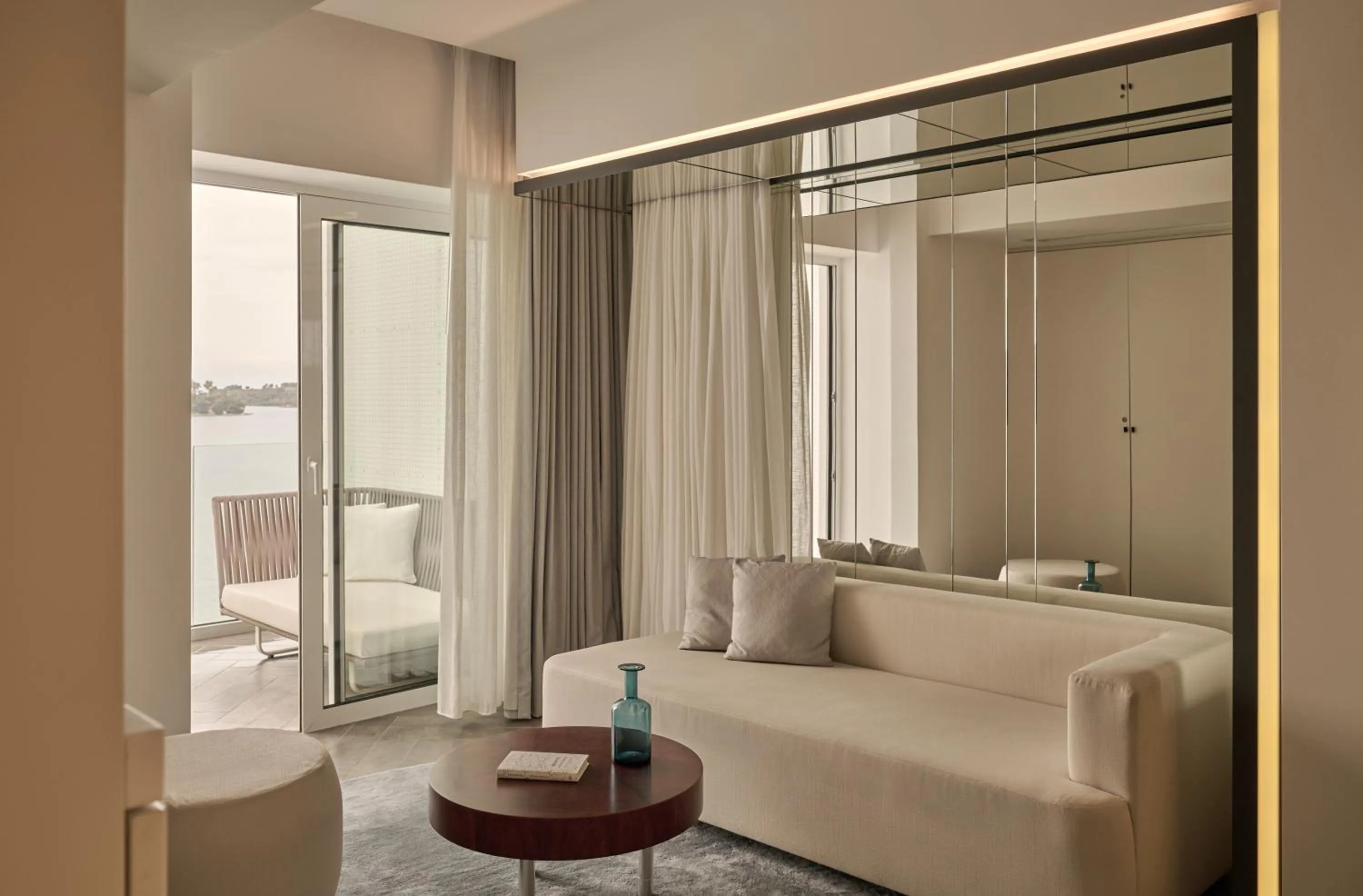 Balcony/Terrace, Bed in Nikki Beach Resort & Spa Porto Heli