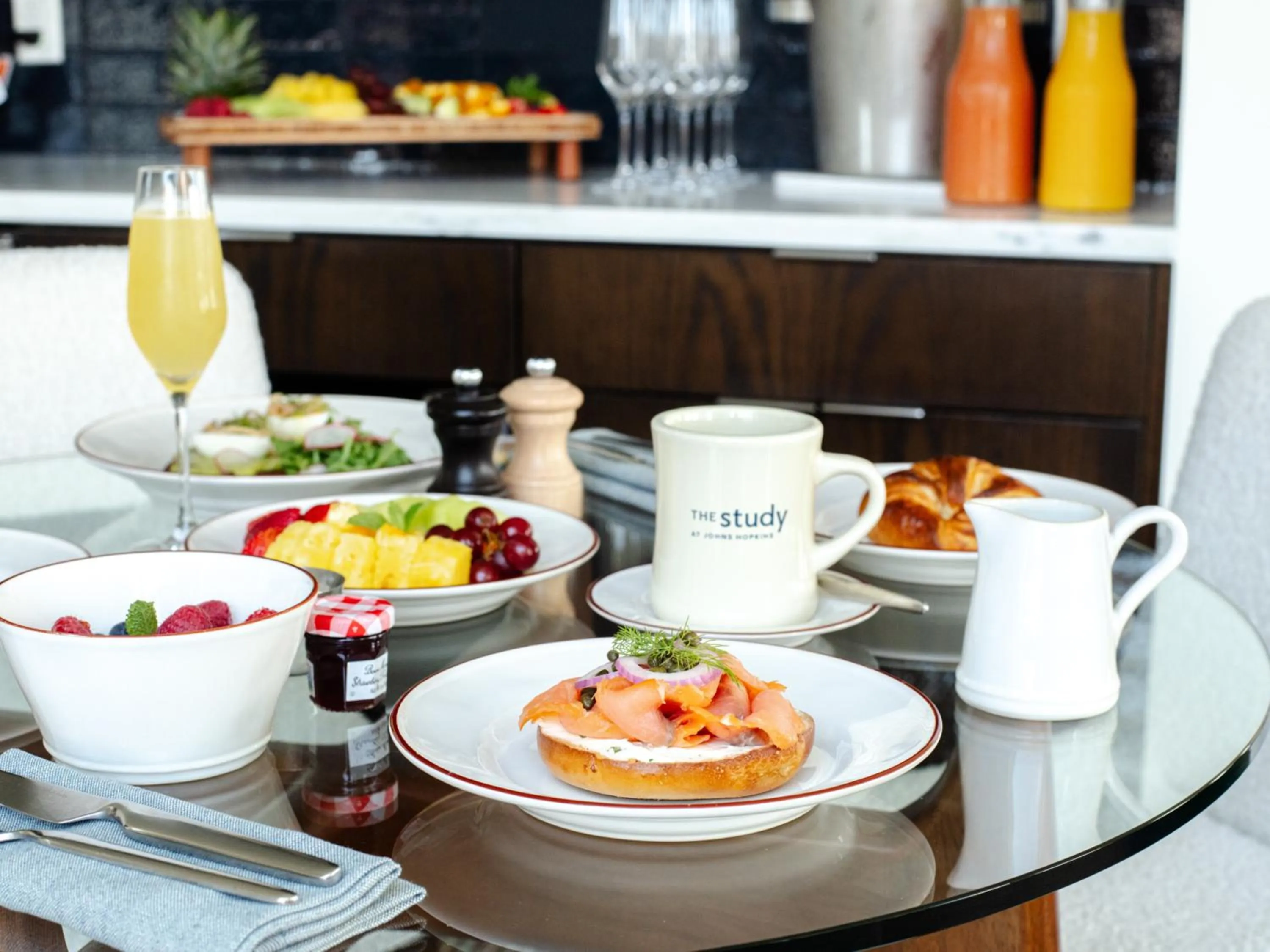 Food and drinks in The Study at Johns Hopkins