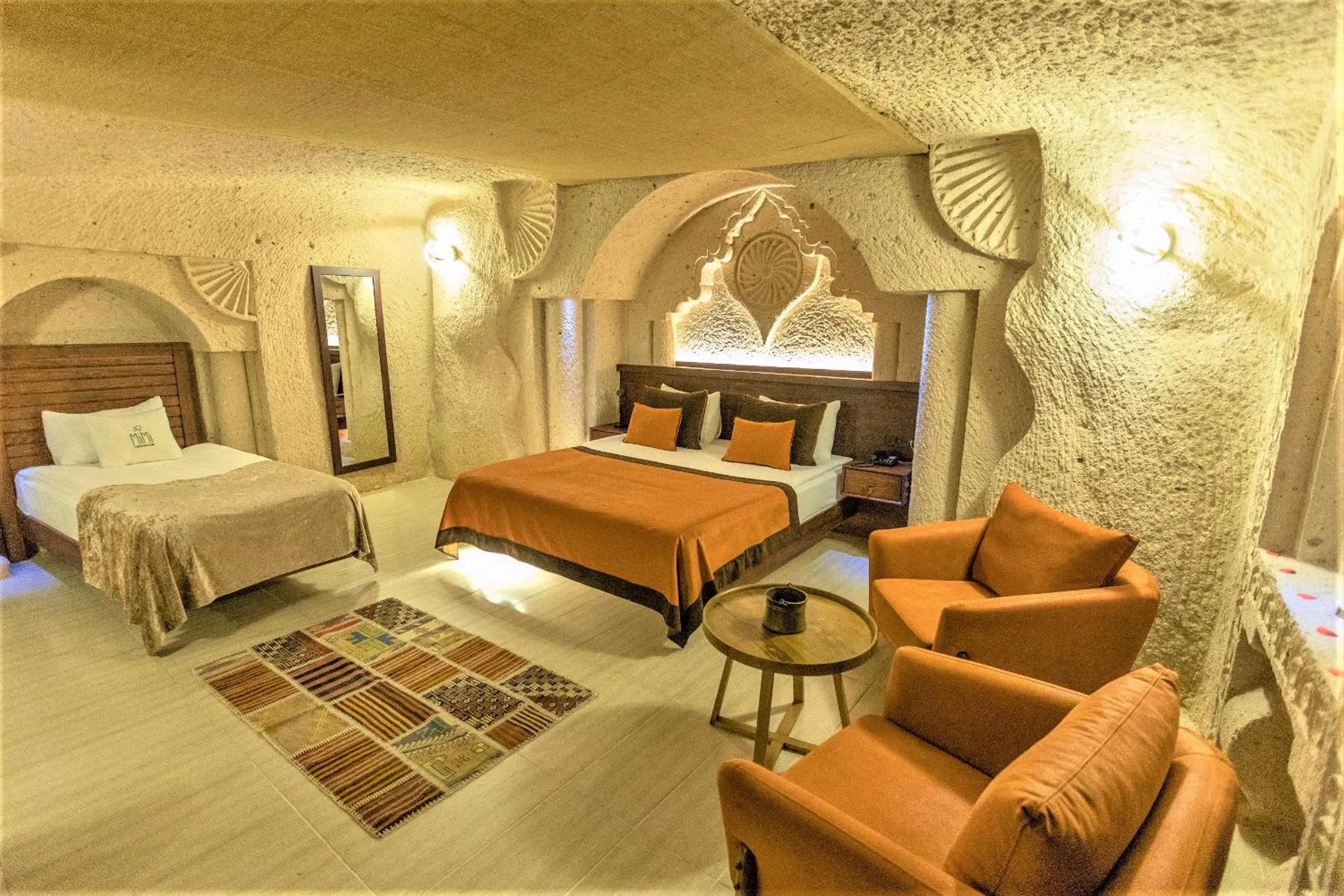 Bed in Mimi Cappadocia Luxury Cave Hotel