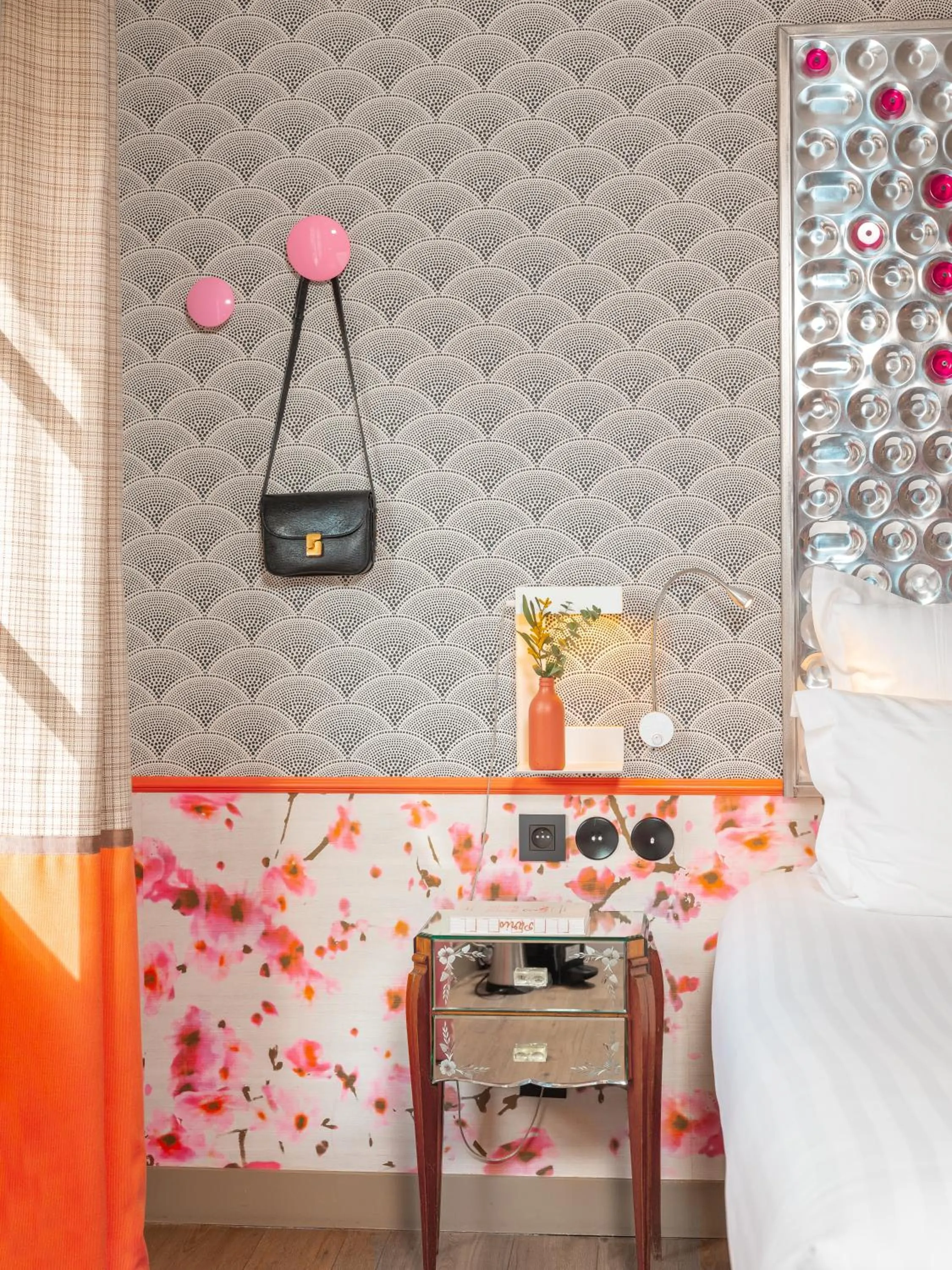 Decorative detail, Bed in Hôtel Crayon Rouge - Louvre Palais Royal