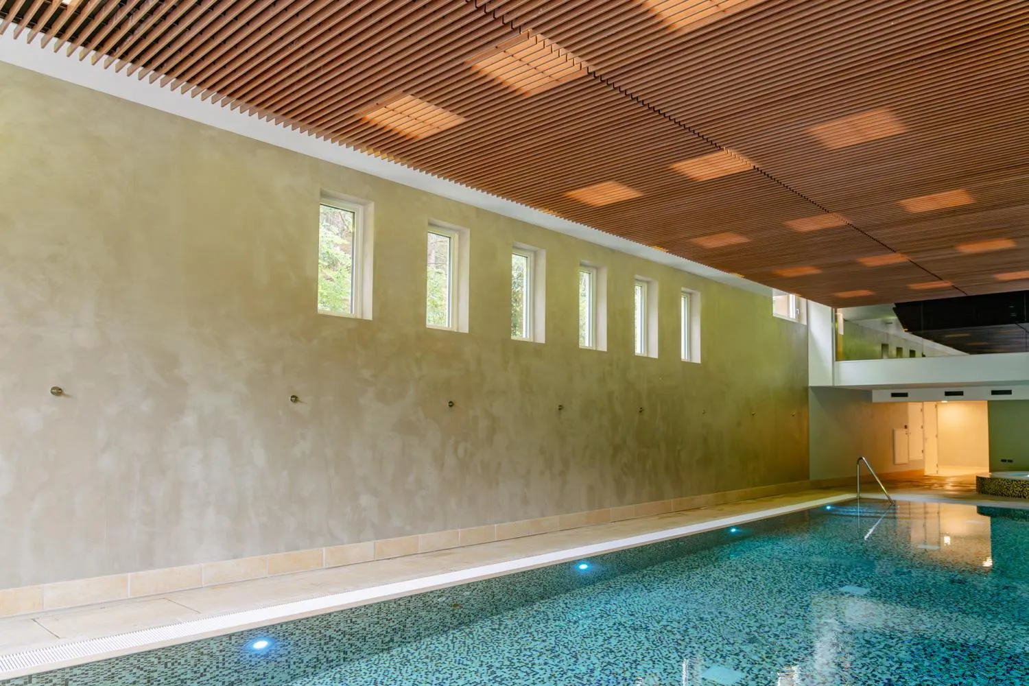 Swimming pool in blooming