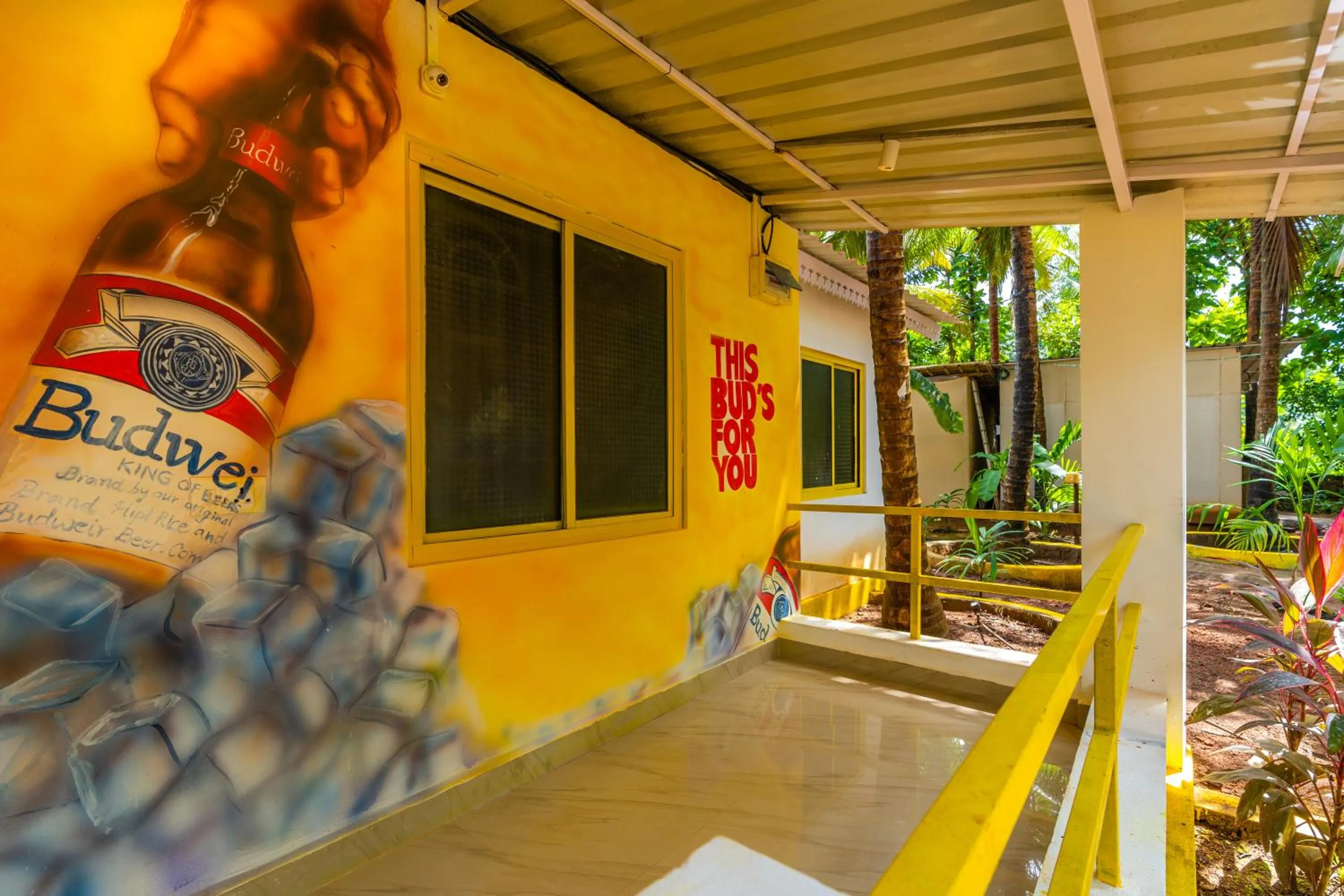 Seating area in Whoopers Party Hostel, Palolem