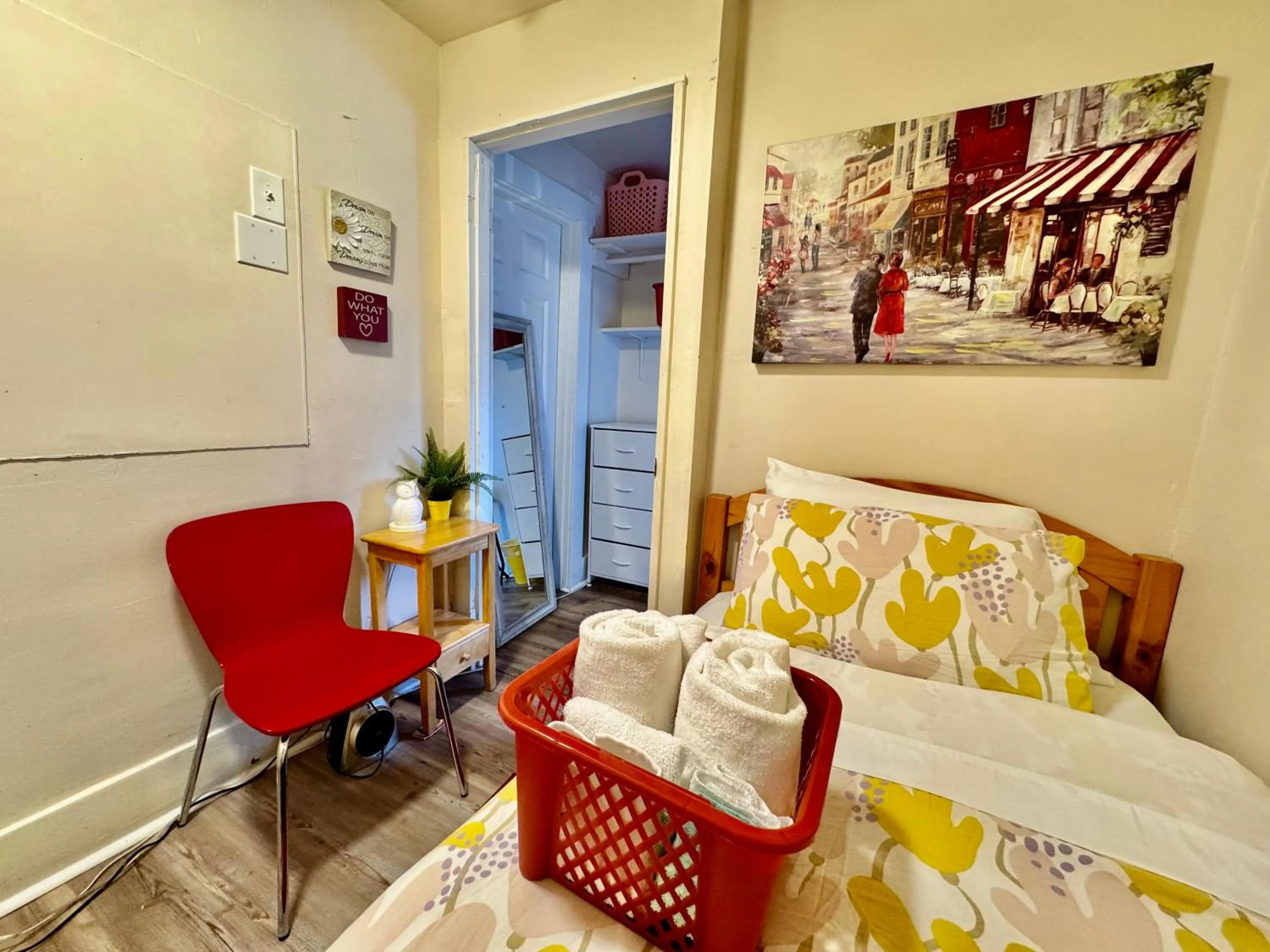 Bed in Tiny Private Room at the Upper Level of a Big House with Shared Bathroom