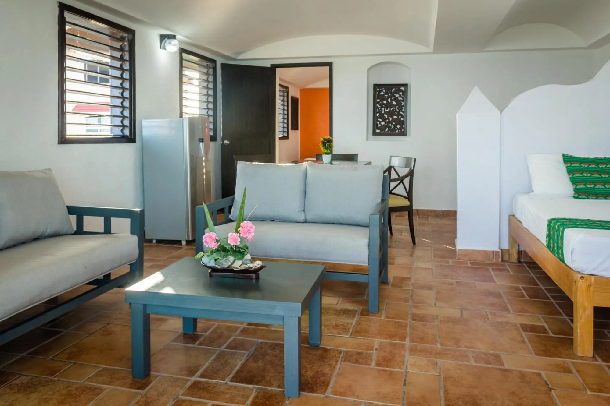 Living room, Bed in Caleta Tankah